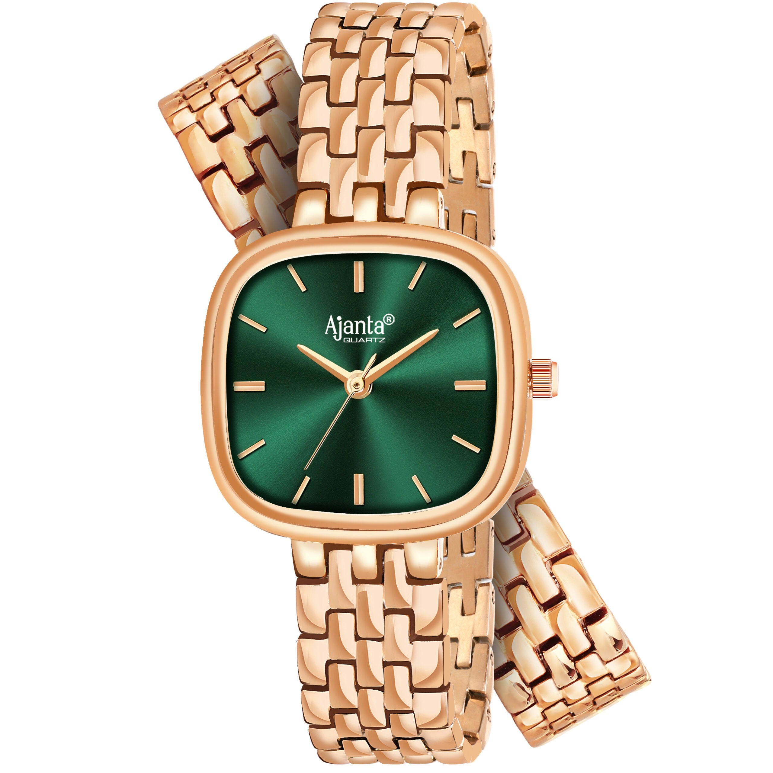 Ajanta Green Dial Strap Watch | AWC127ESL/3
