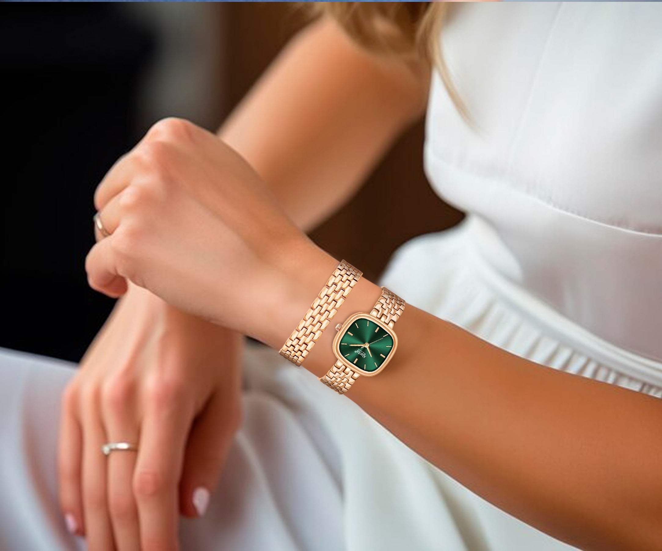 Ajanta Green Dial Strap Watch | AWC127ESL/3