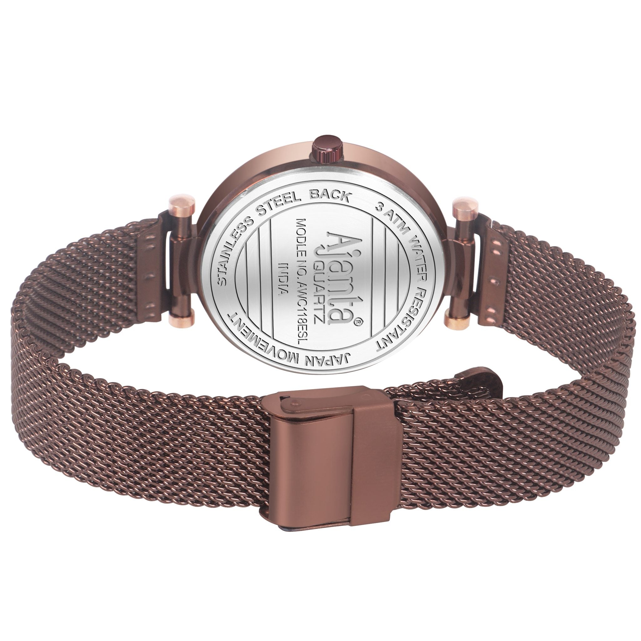 Ajanta Brown Dial Stainless Steel Strap Watch | AWC118ESL/3