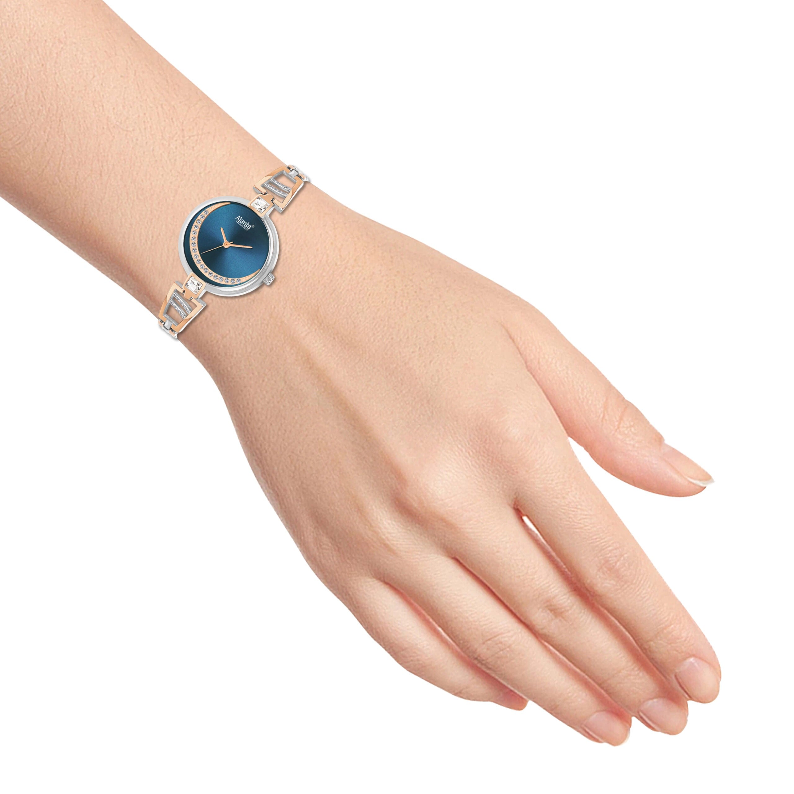Ajanta Women's Primium Analog Watch With Crystal Studded Blue Dial | AWC121ESL/1