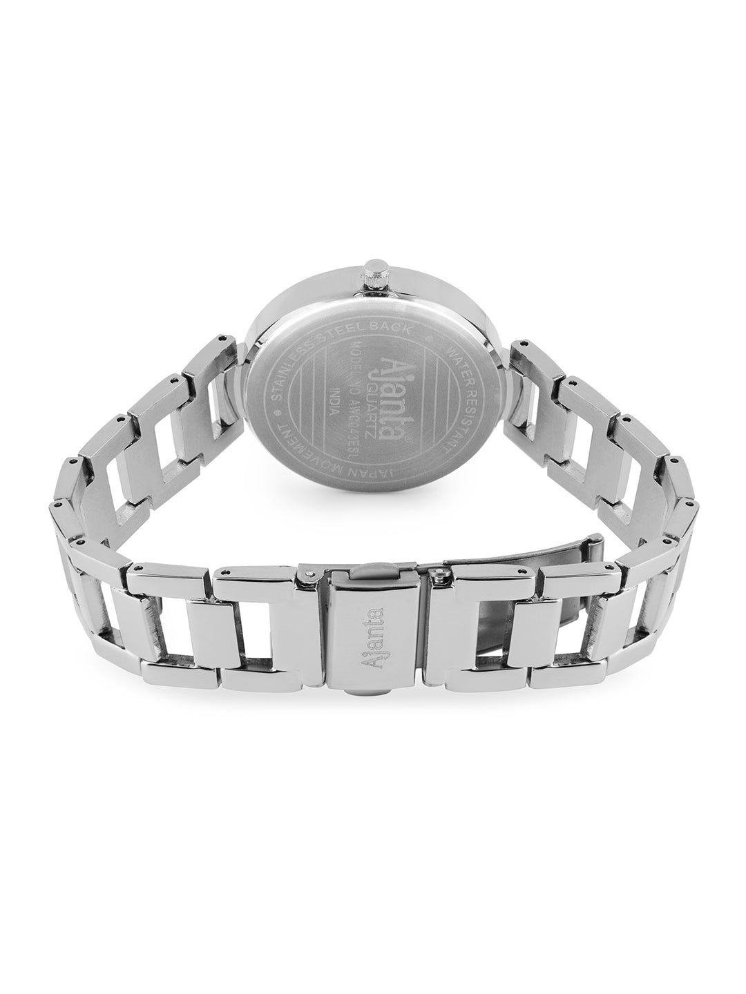 Ajanta Quartz Women’s Silver Analog Watch with Pink Dial, Stainless Steel Bracelet Strap, Elegant Round Stylish Wrist Watch for Women | AWC043MSL/8 (Pink)