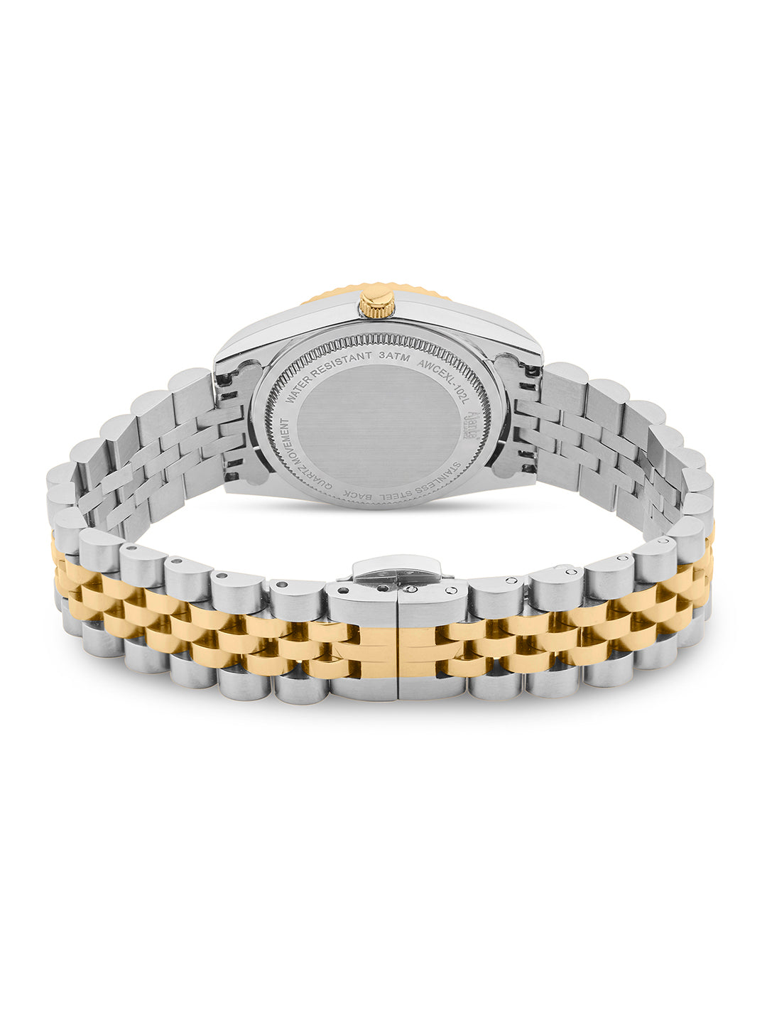 Avenza Two- Tone Silver Dial Stainless Steel Day-Date Watch