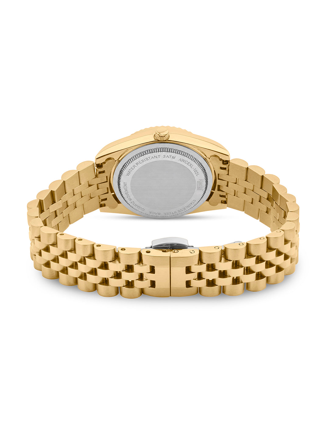 Avenza Gold Tone Green Dial Stainless Steel Day-Date Watch