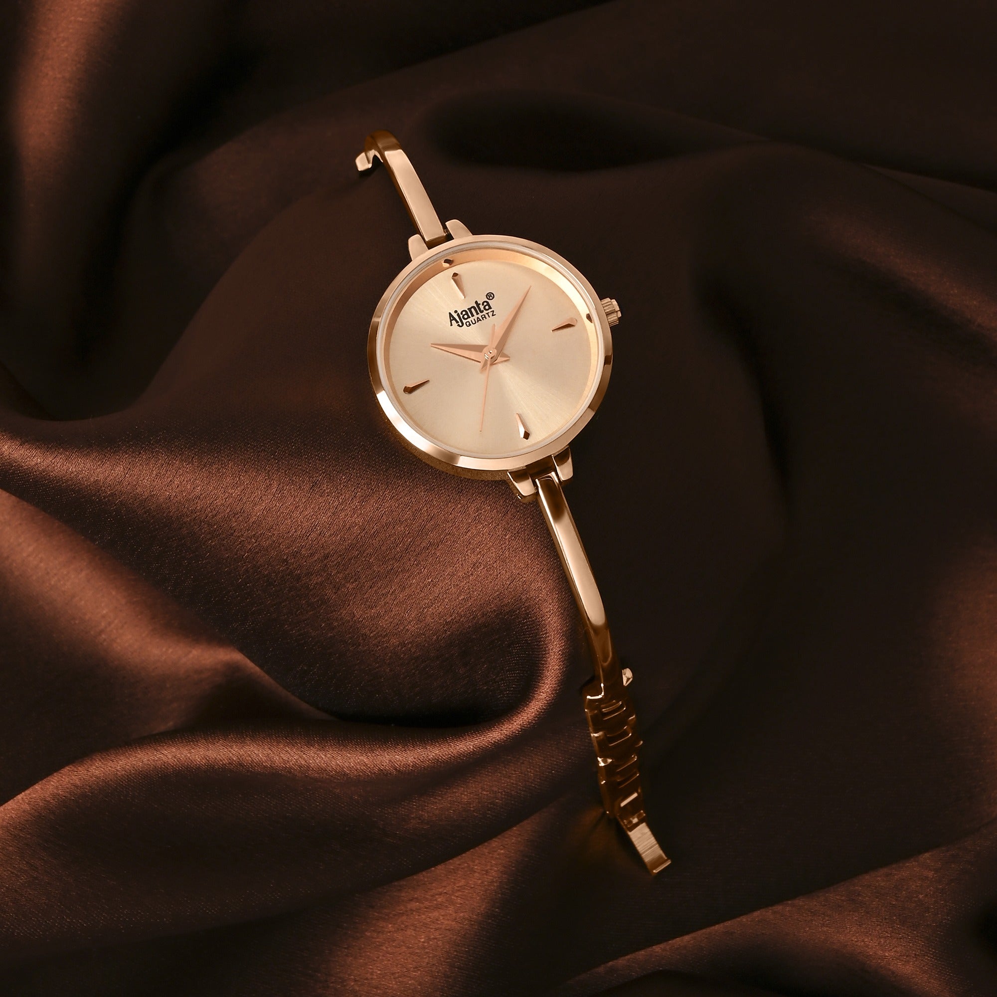 Ajanta Quartz Women's Elegant Rosegold Bangle Watch with Rosegold Dial (AWC052PMSL/5)