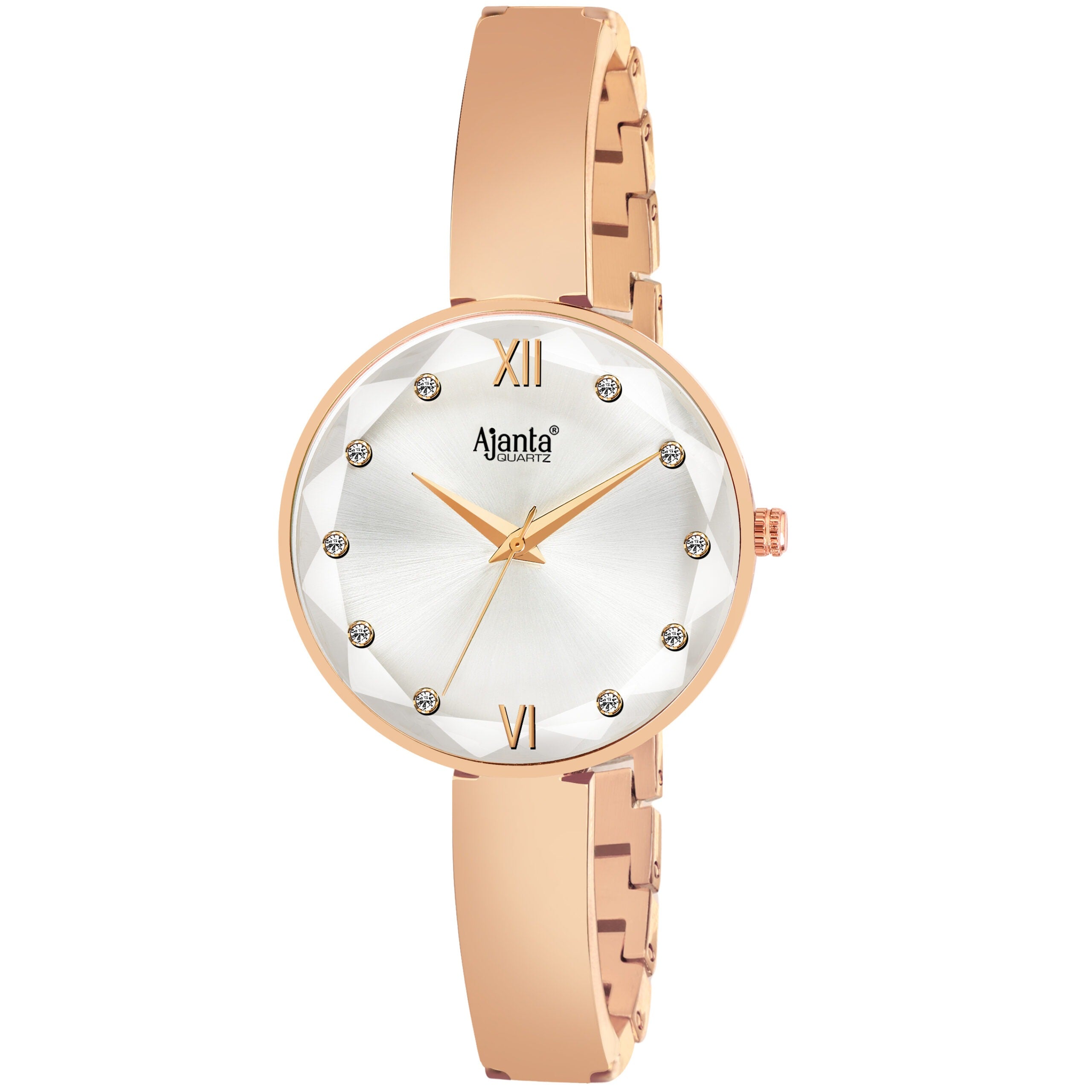 Ajanta Silver Dial Rose Gold Combo Watch | AWC126ESL/2