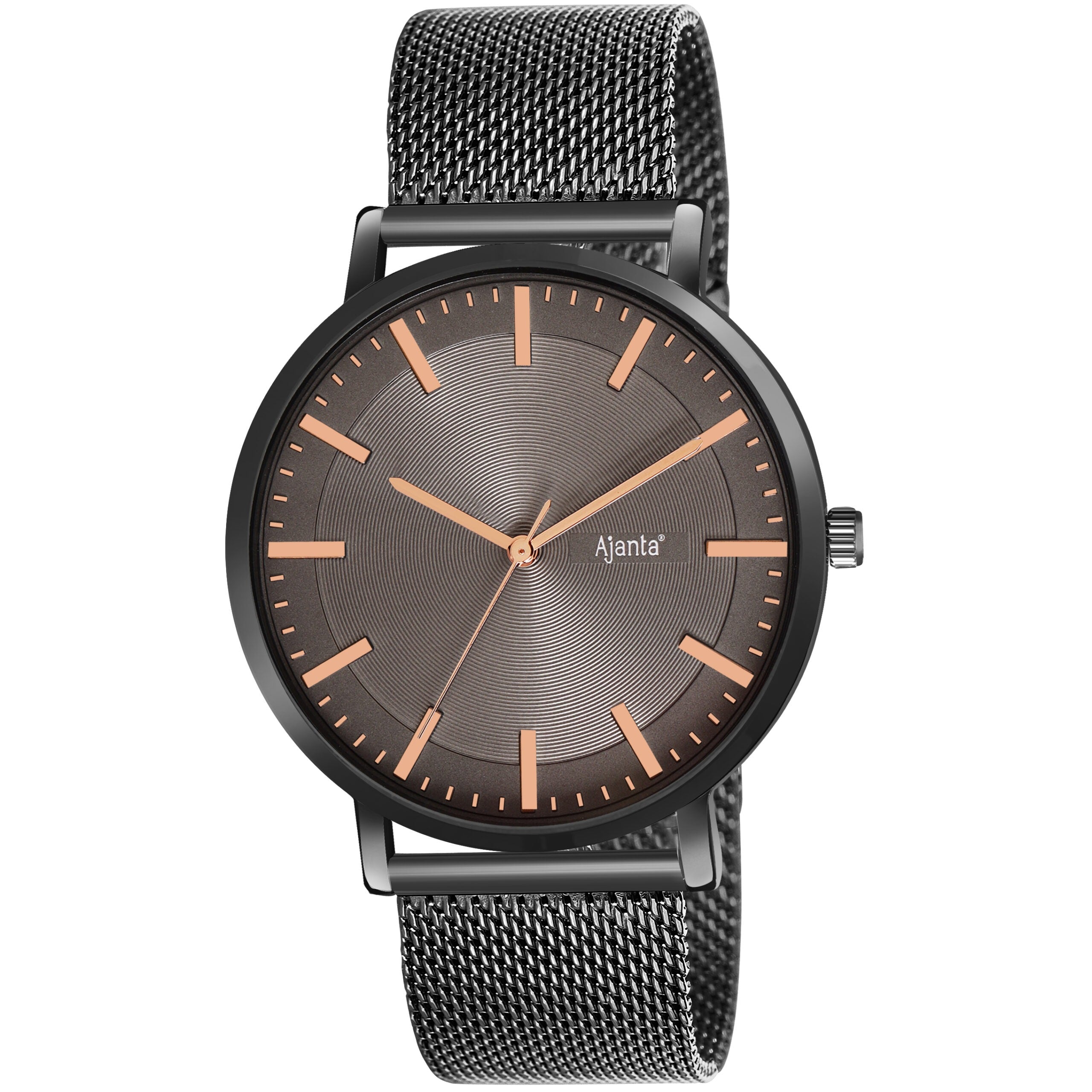 Ajanta Grey Dial Mesh Strap Watch | AWC123MSG/4