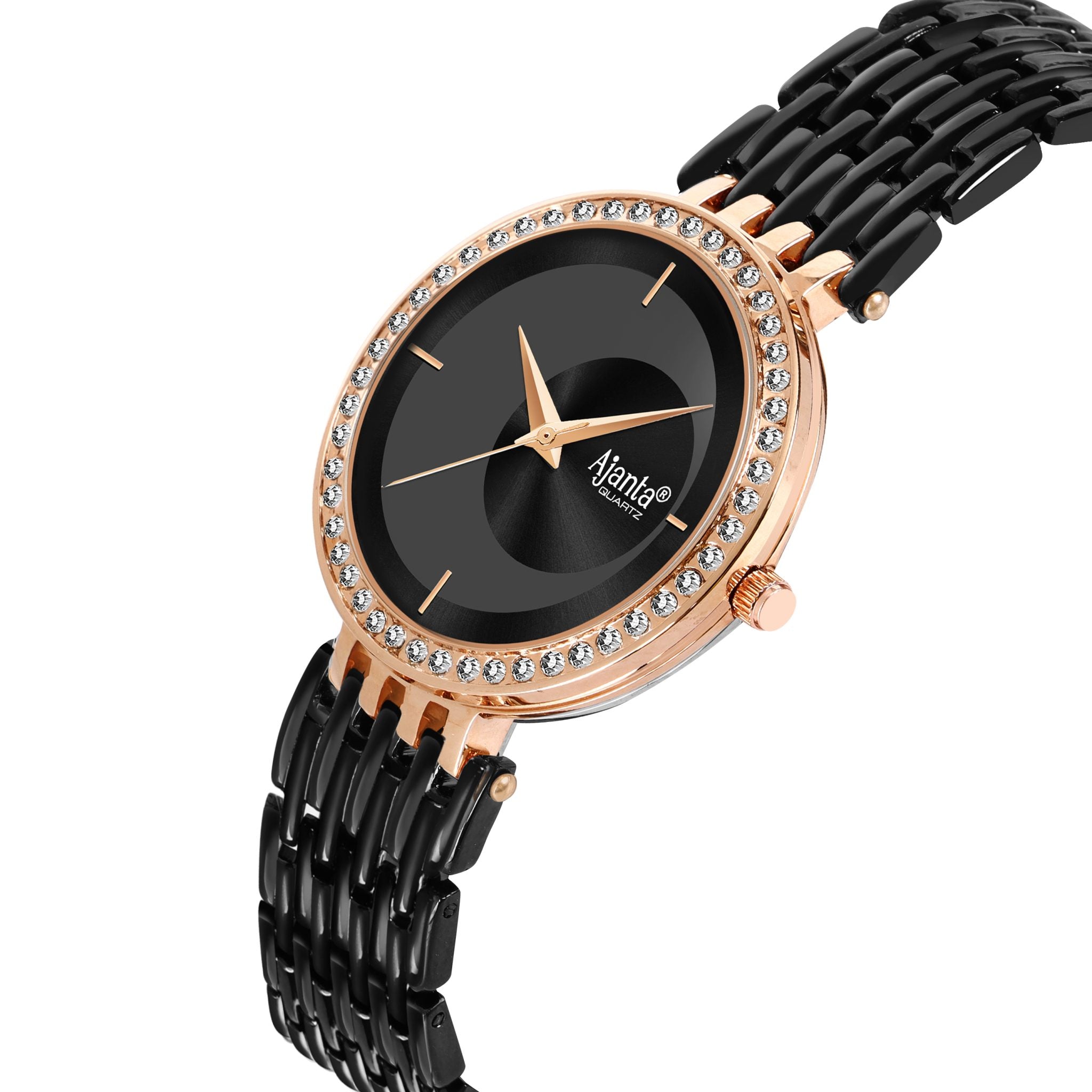 Ajanta Black Dial Watch | AWC125ESL/5
