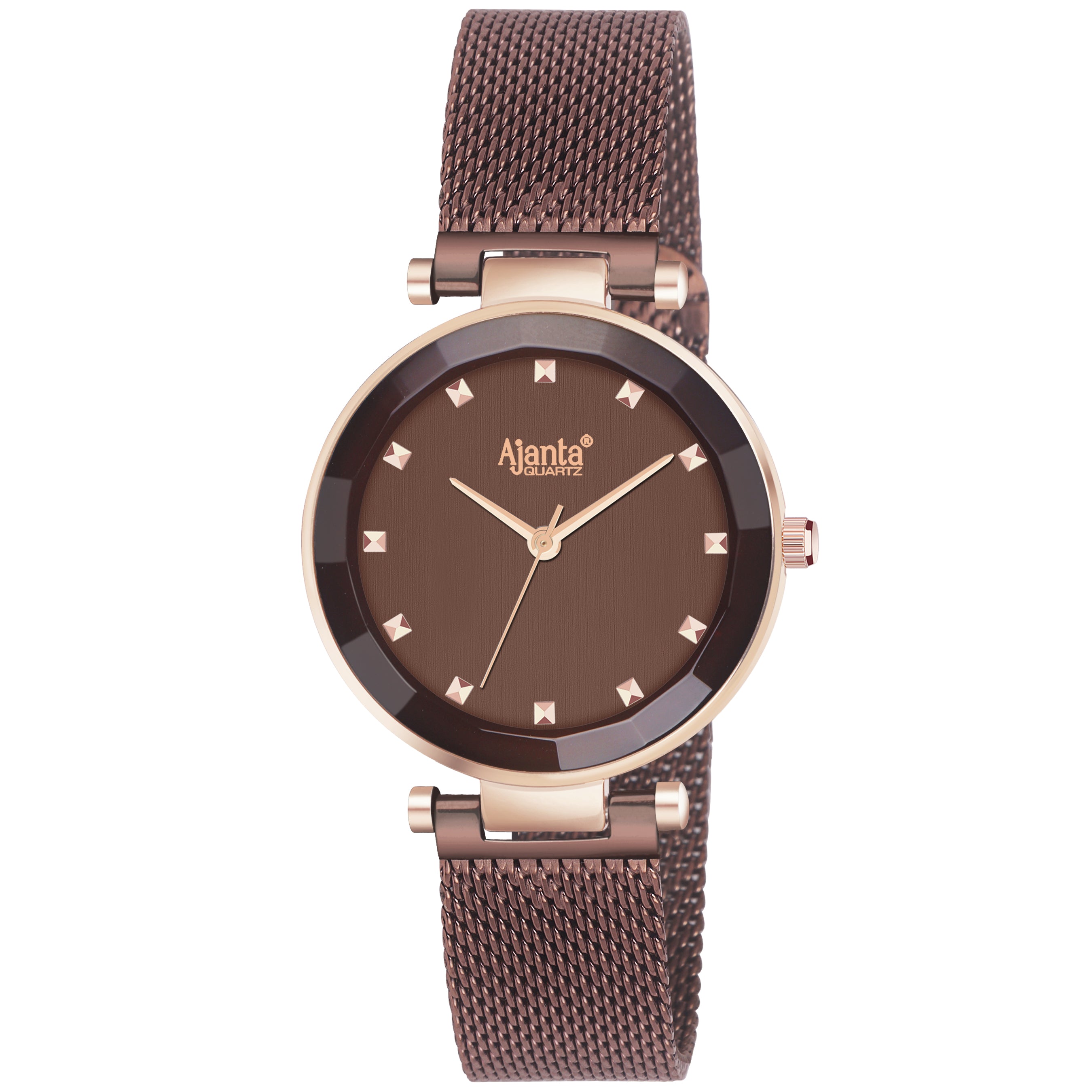 Flaire Brown Dial Rose Gold-Tone Case Brown Strap