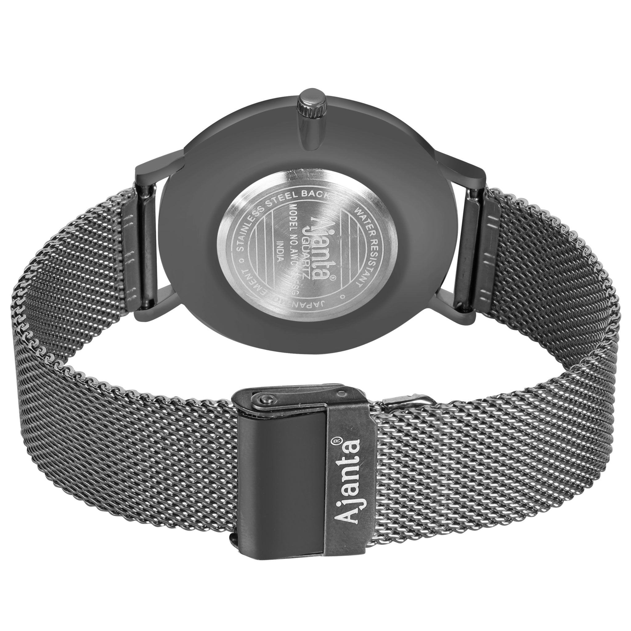 Ajanta Grey Dial Mesh Strap Watch | AWC123MSG/4