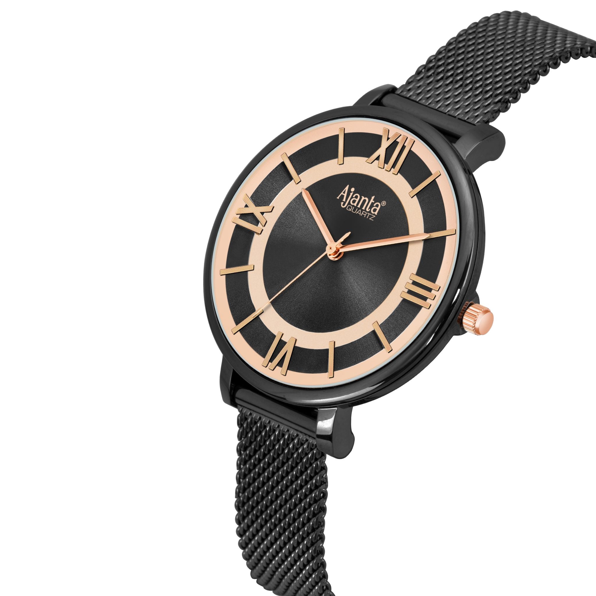 Ajanta Grey Dial Gold Mesh Watch| AWC701TAL/5