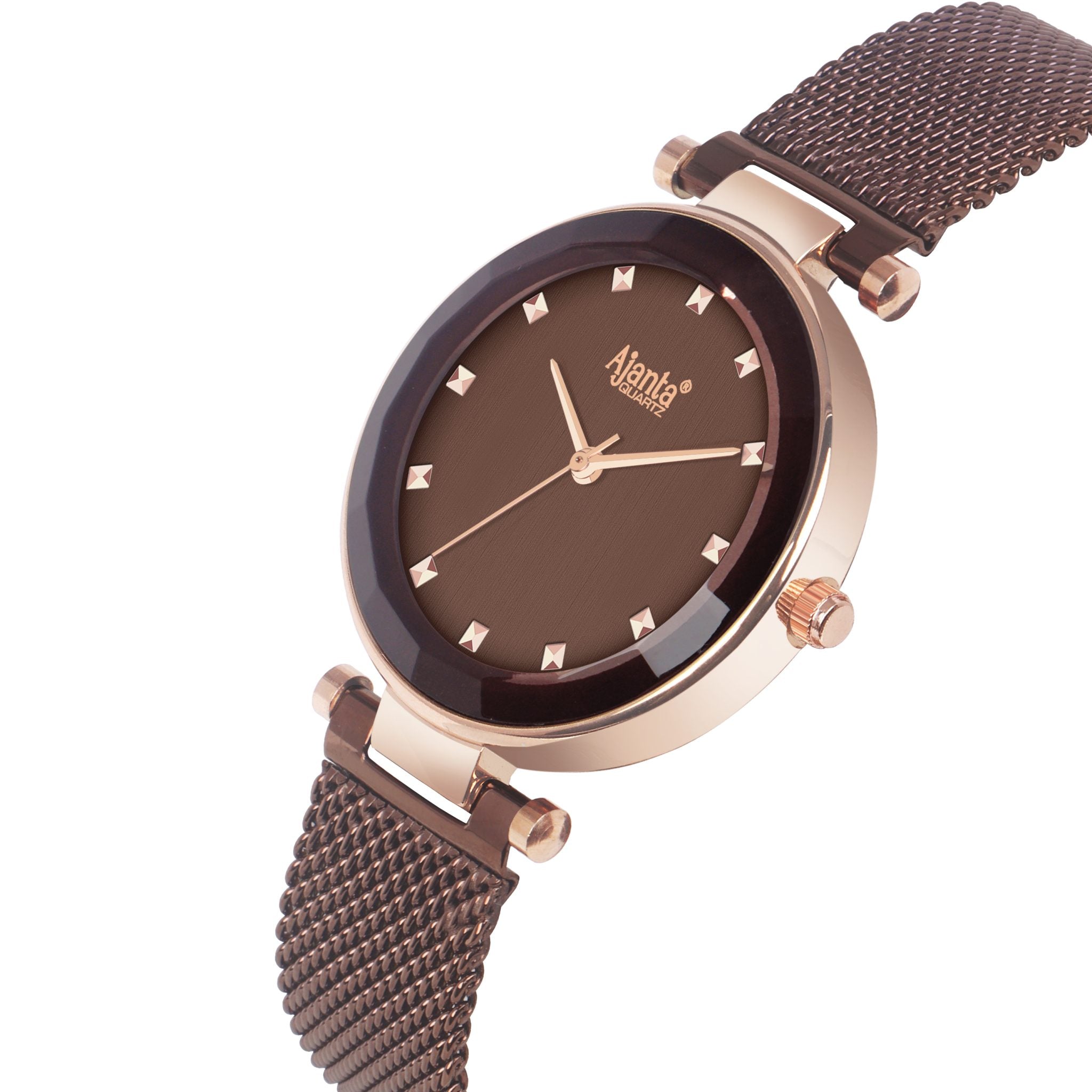 Ajanta Brown Dial Stainless Steel Strap Watch | AWC118ESL/4