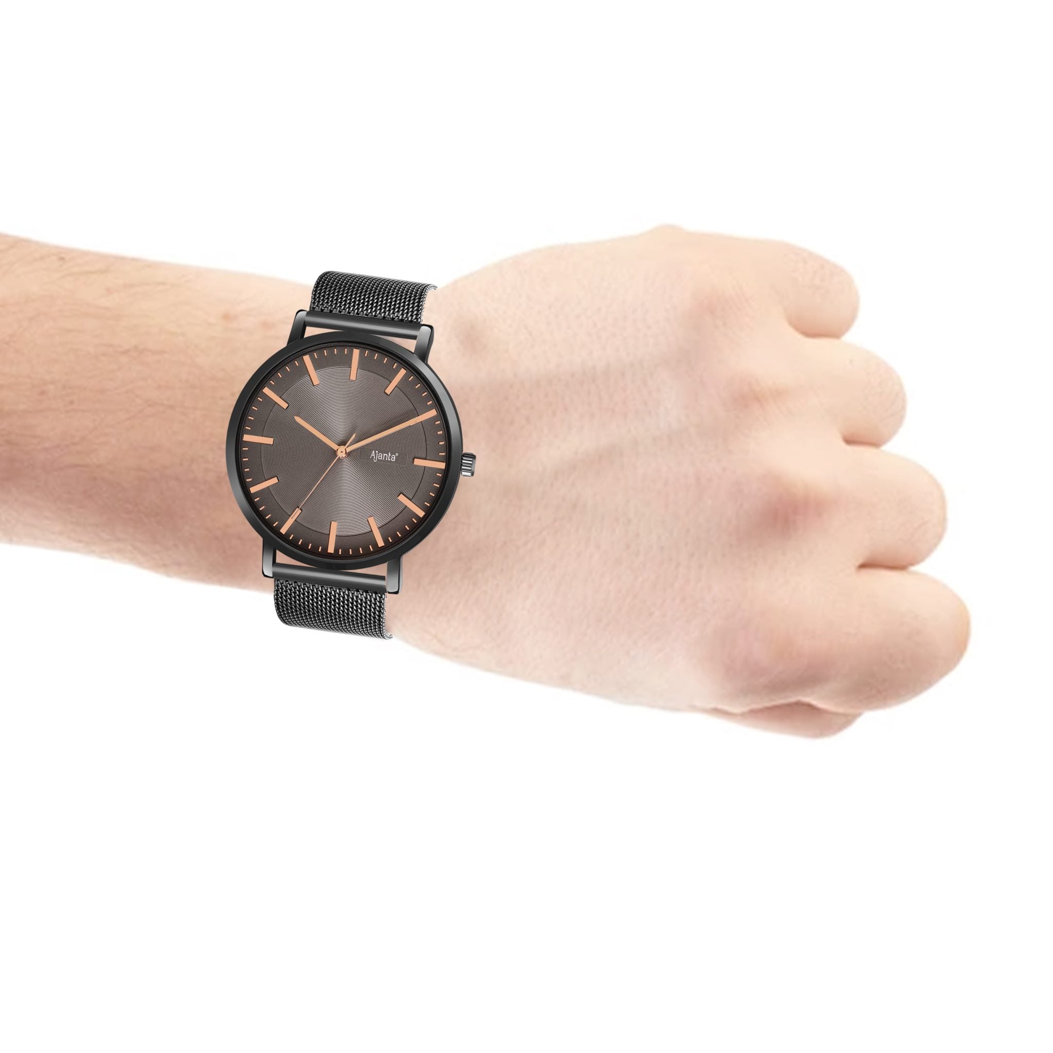 Ajanta Grey Dial Mesh Strap Watch | AWC123MSG/4