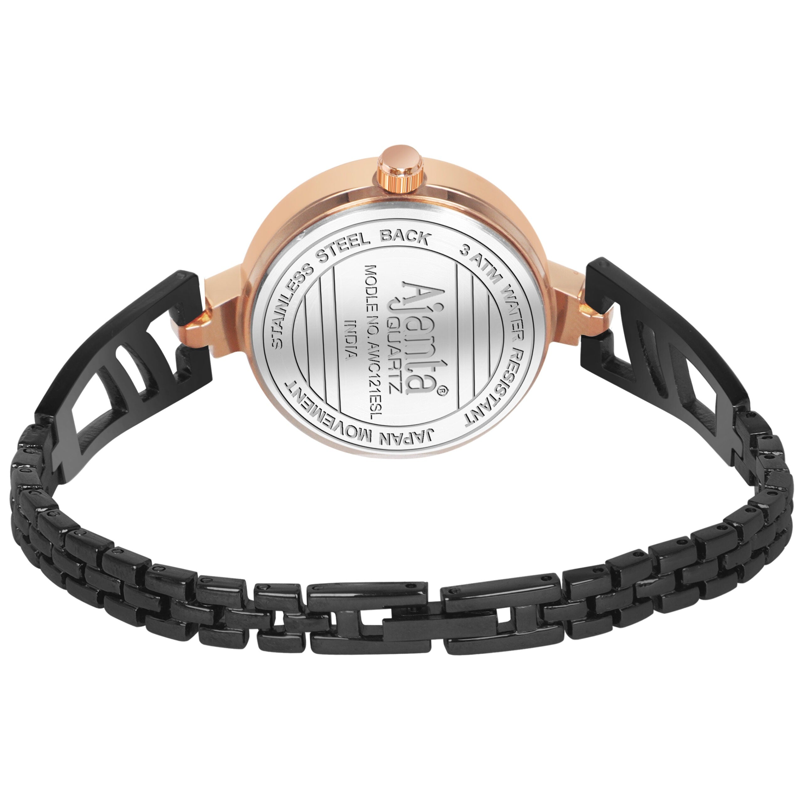 Ajanta Men’s Black Dial Stainless Steel Strap Watch | AWC121ESL/5