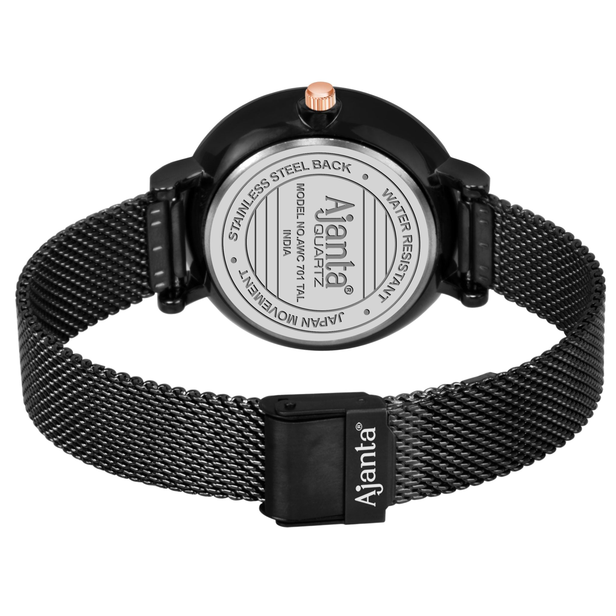 Ajanta Grey Dial Gold Mesh Watch| AWC701TAL/5