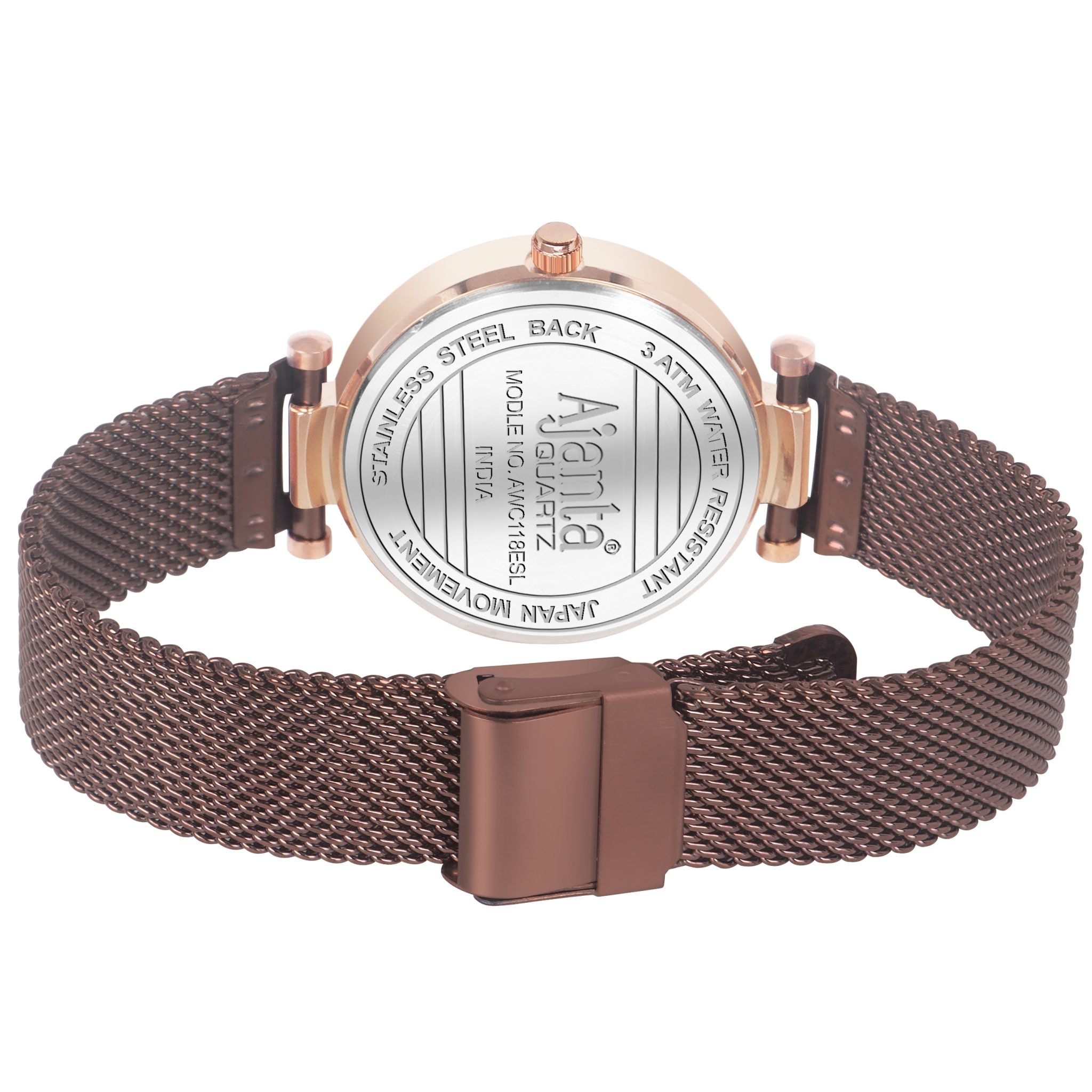 Ajanta Brown Dial Stainless Steel Strap Watch | AWC118ESL/4