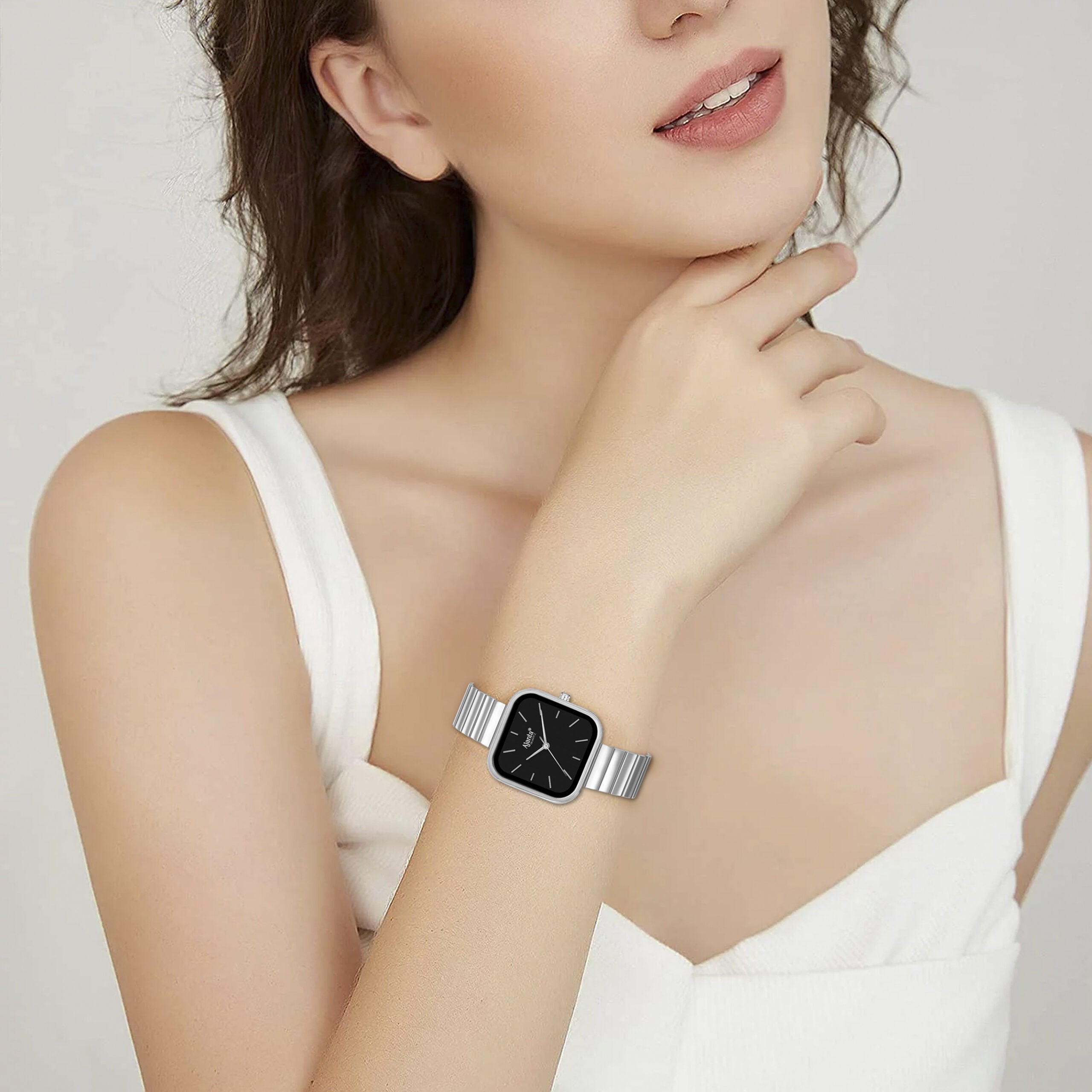 Ajanta Quartz Black Square Dial Stainless Steel Women's  Watch| AWC124ESL/1