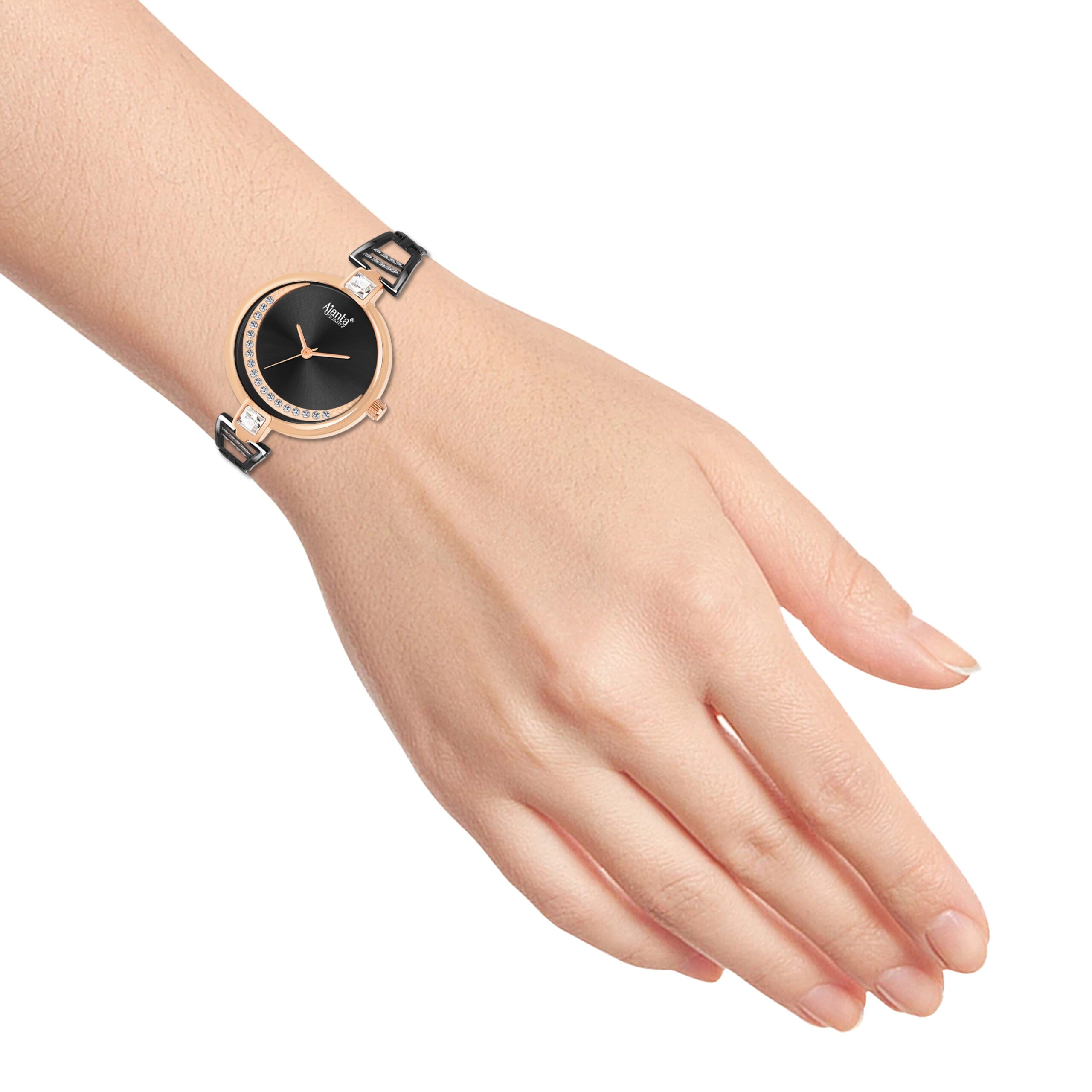 Ajanta Men’s Black Dial Stainless Steel Strap Watch | AWC121ESL/5