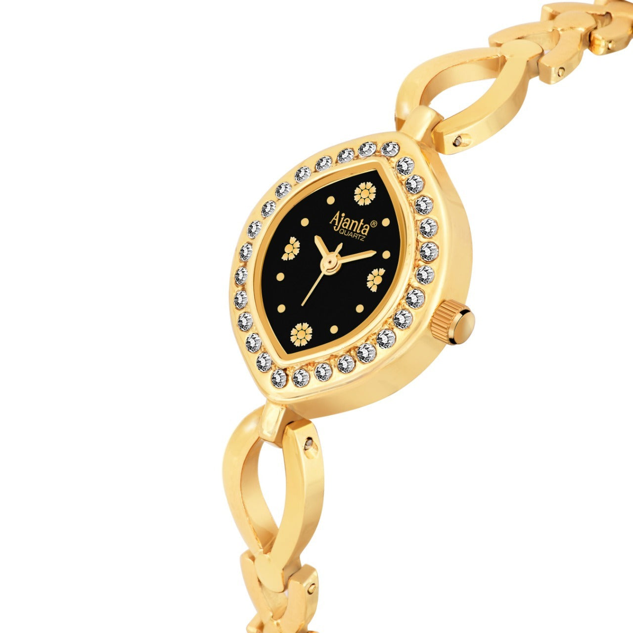 Ajanta Women’s Black Dial Strap Watch | AWC415/1