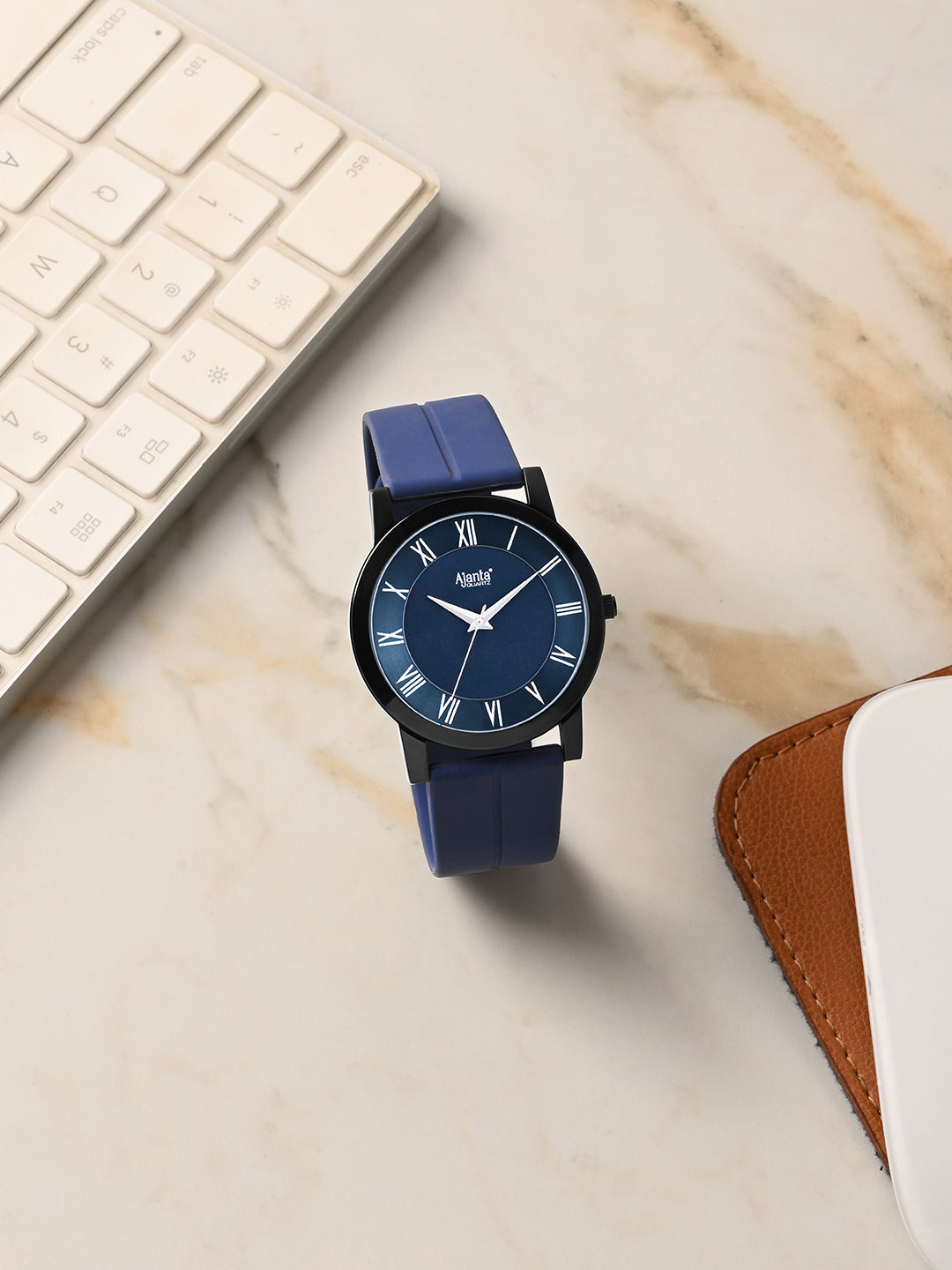 Nova Blue Dial Black-Tone Silicon Strap