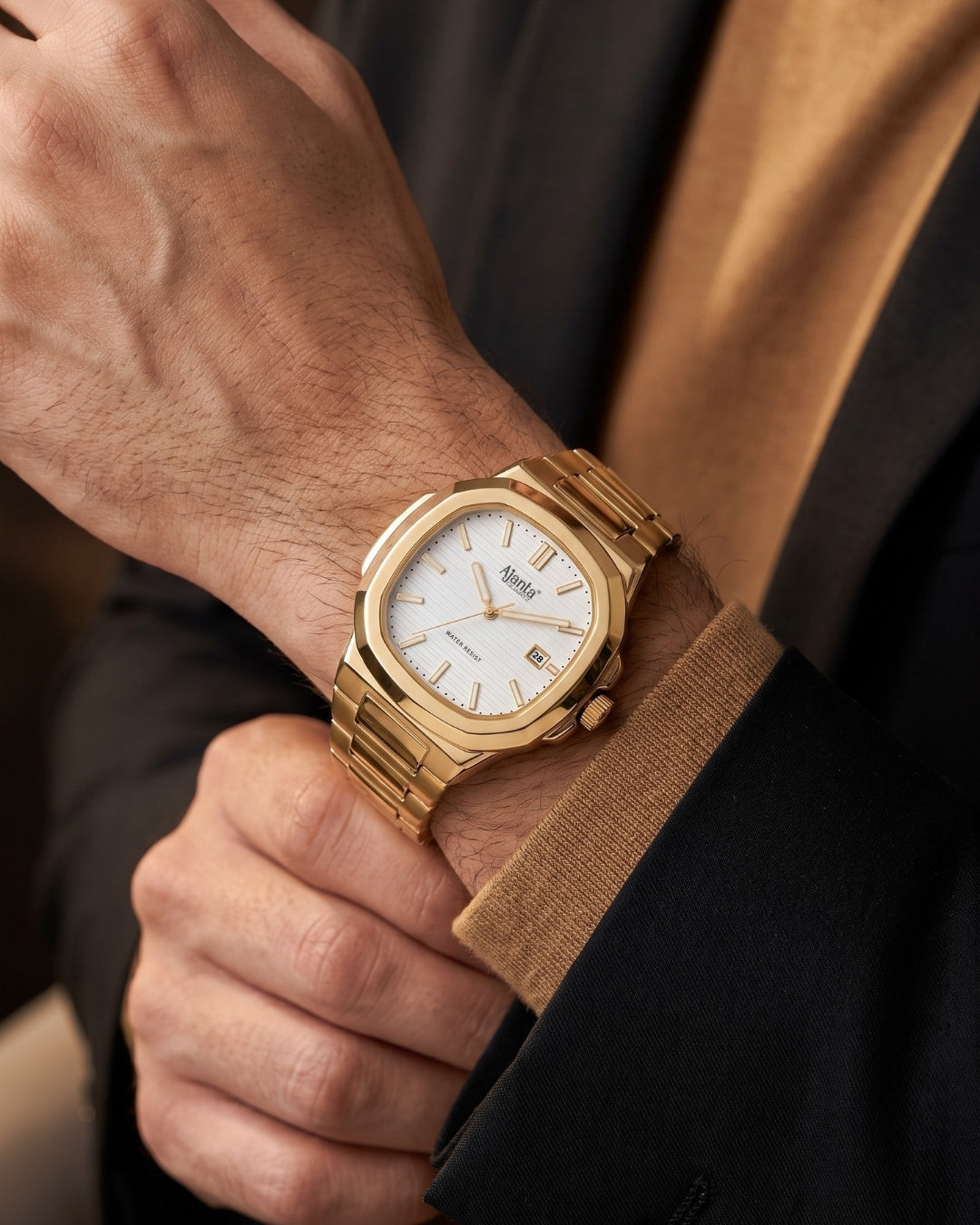 Astera Gold  Silver Dial Stainless Steel Date Display  Watch for Men
