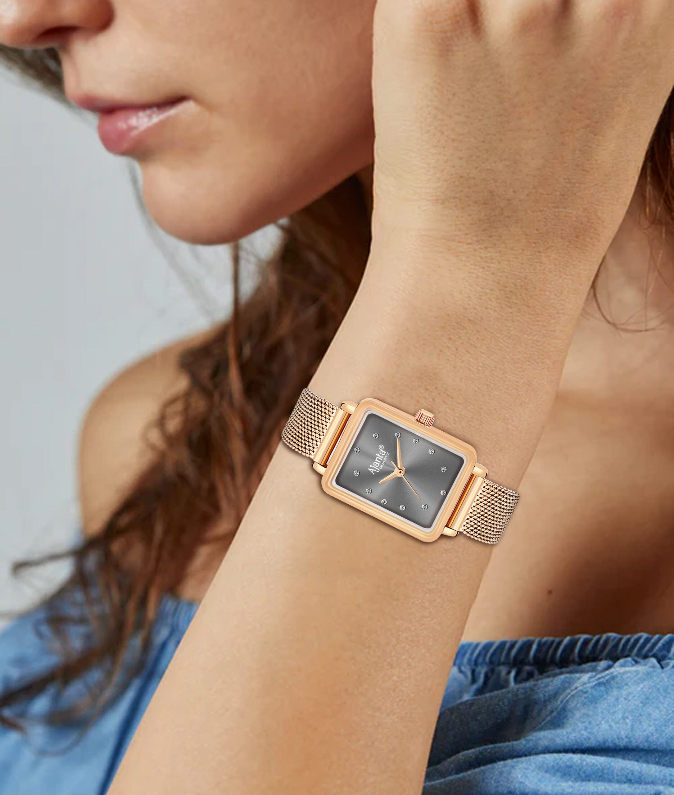 Ajanta Grey Dial Mesh Strap Watch | AWC128ESL/1