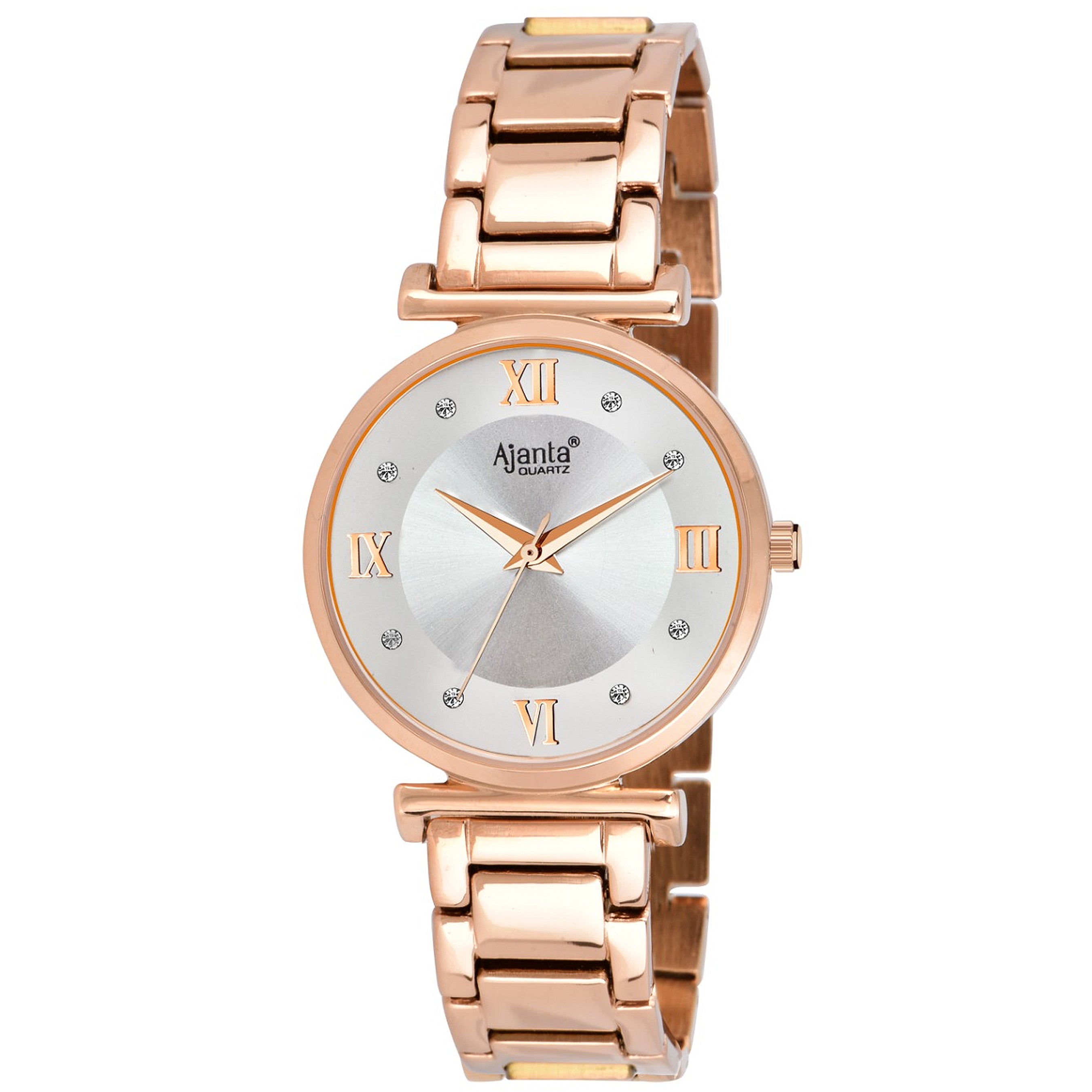 Lushora Silver Dial Rose Gold-Tone Bracelet