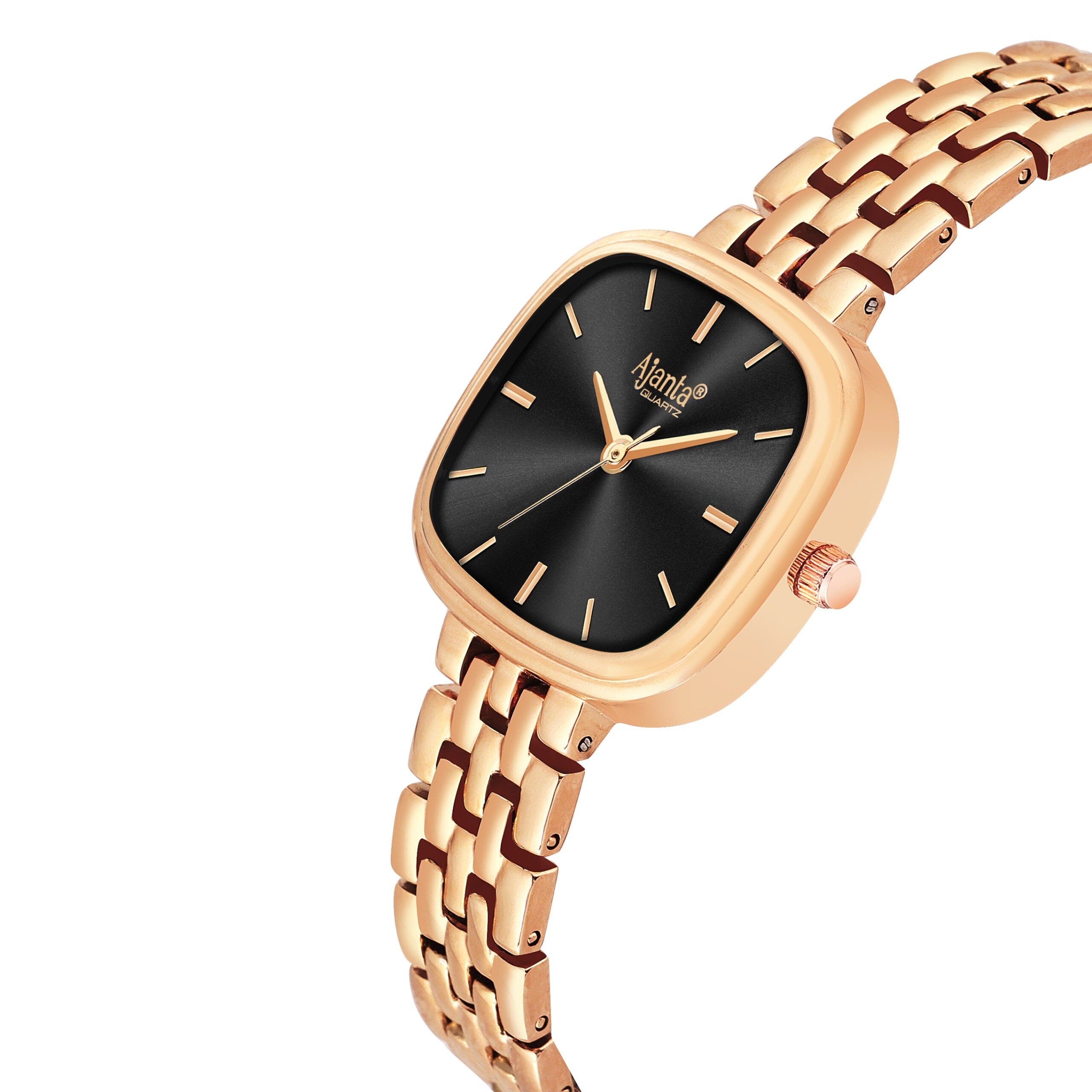 Ajanta Black Dial Strap Watch | AWC127ESL/2