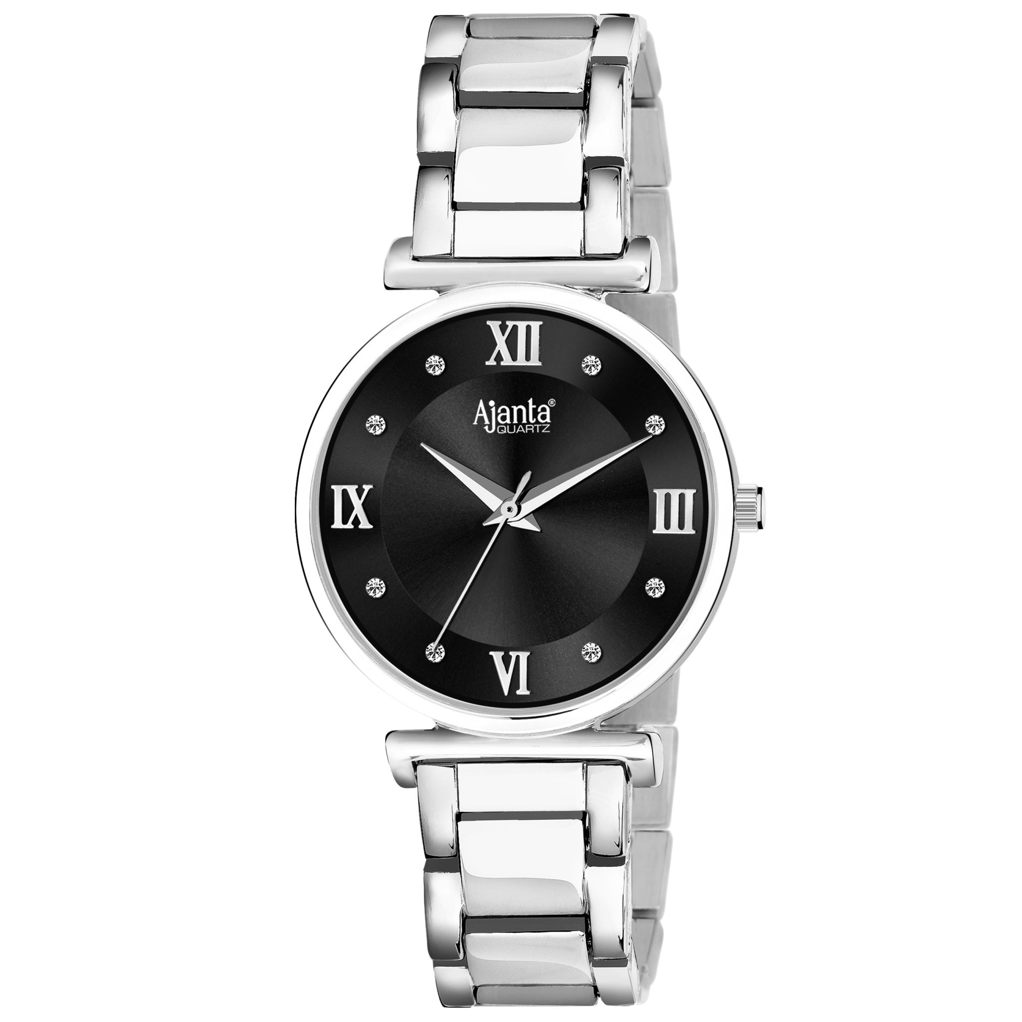 Ajanta Black Dial Strap Watch | AWC119ESL/5