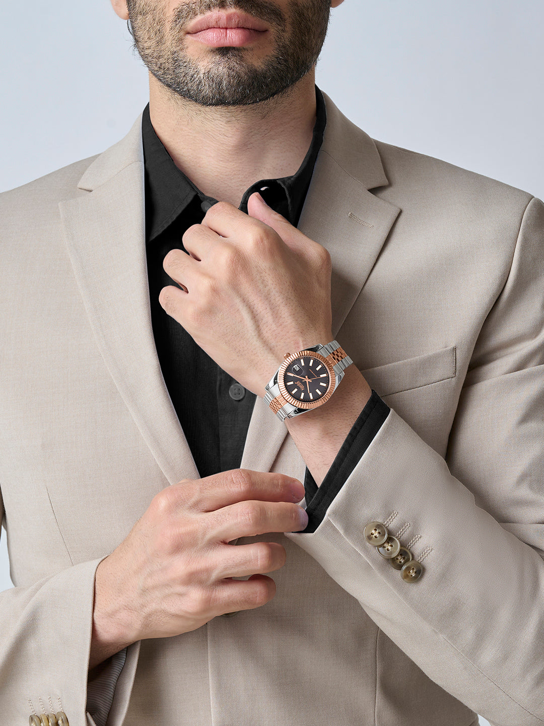 Monaco Two-Tone Grey Dial Stainless Steel Day-Date Watch