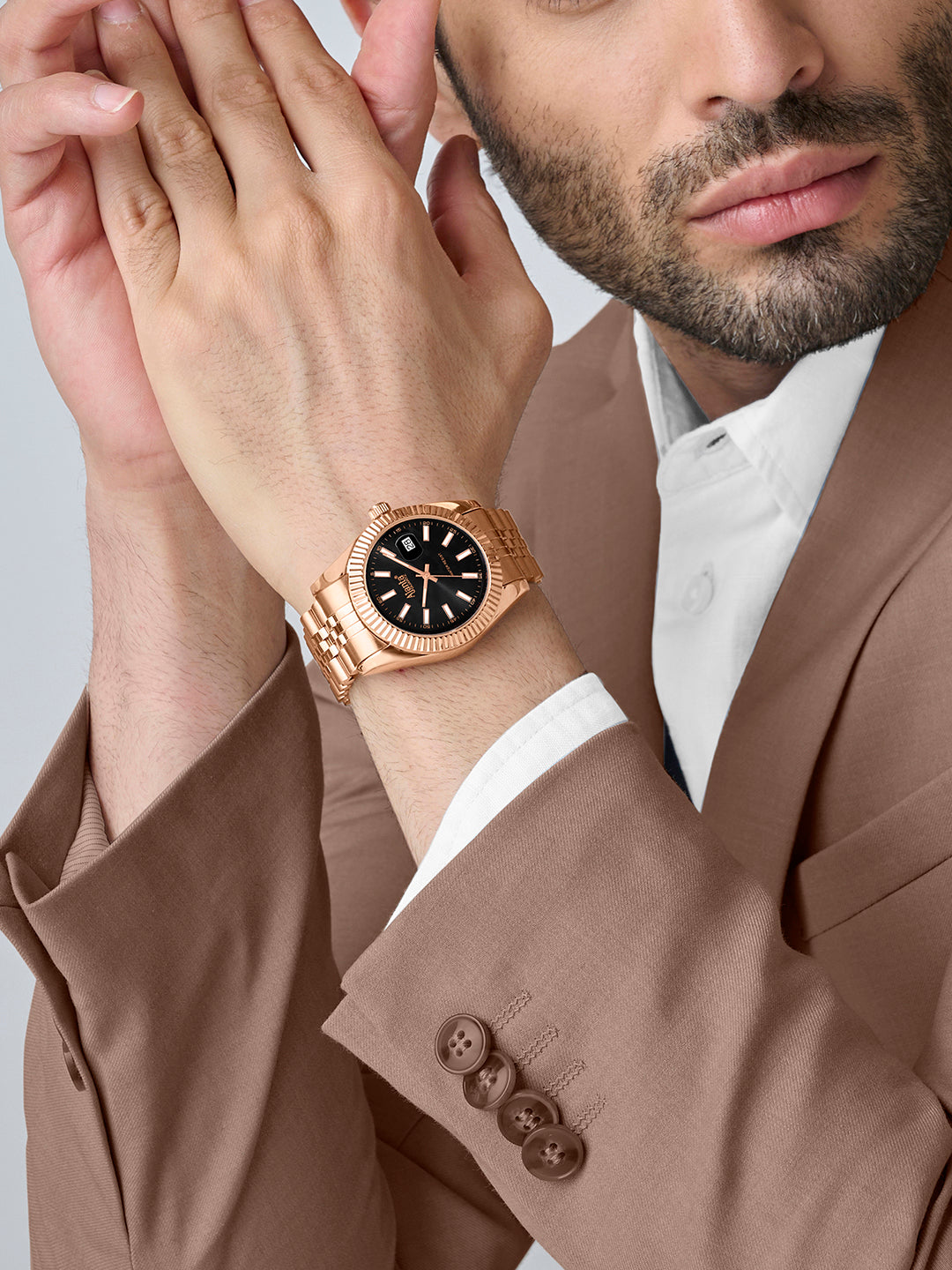 Monaco Rose Gold Black DIal Stainless Steel Day-Date Watch