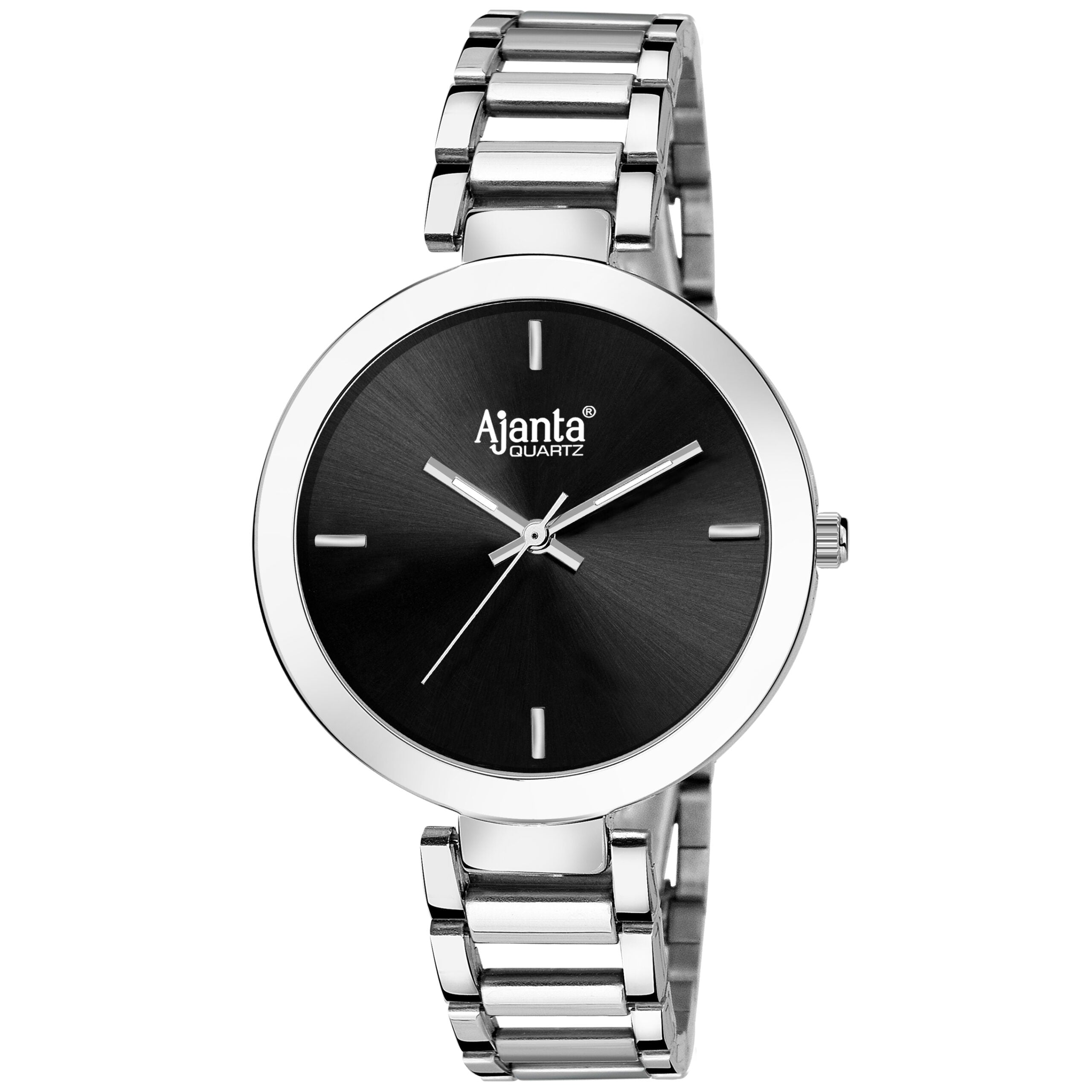 Ajanta Black Dial Stainless Steel Strap Watch | AWC043MSL/BSL