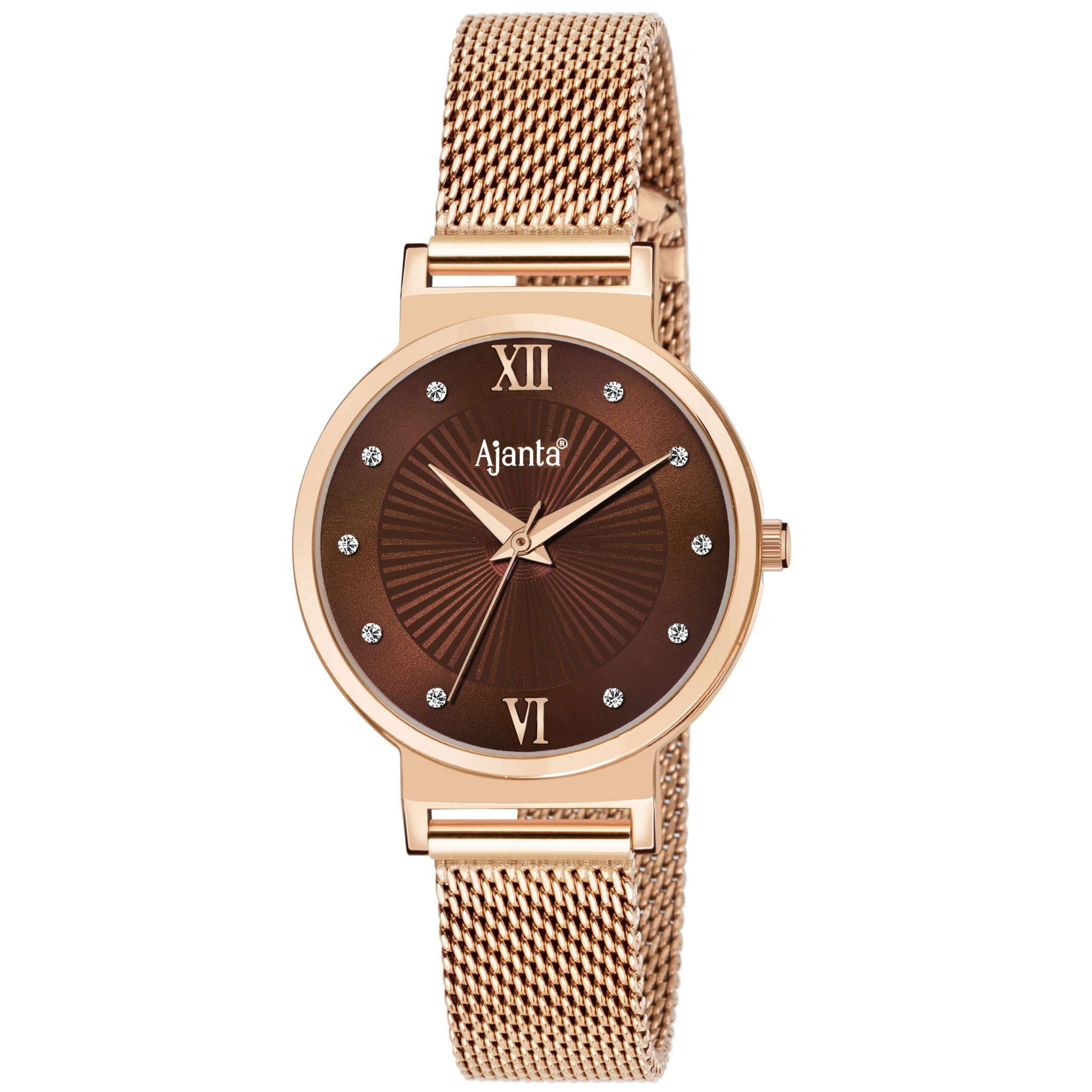 Ajanta Brown Dial Stainless Steel Strap Watch | AWC117ESL/4