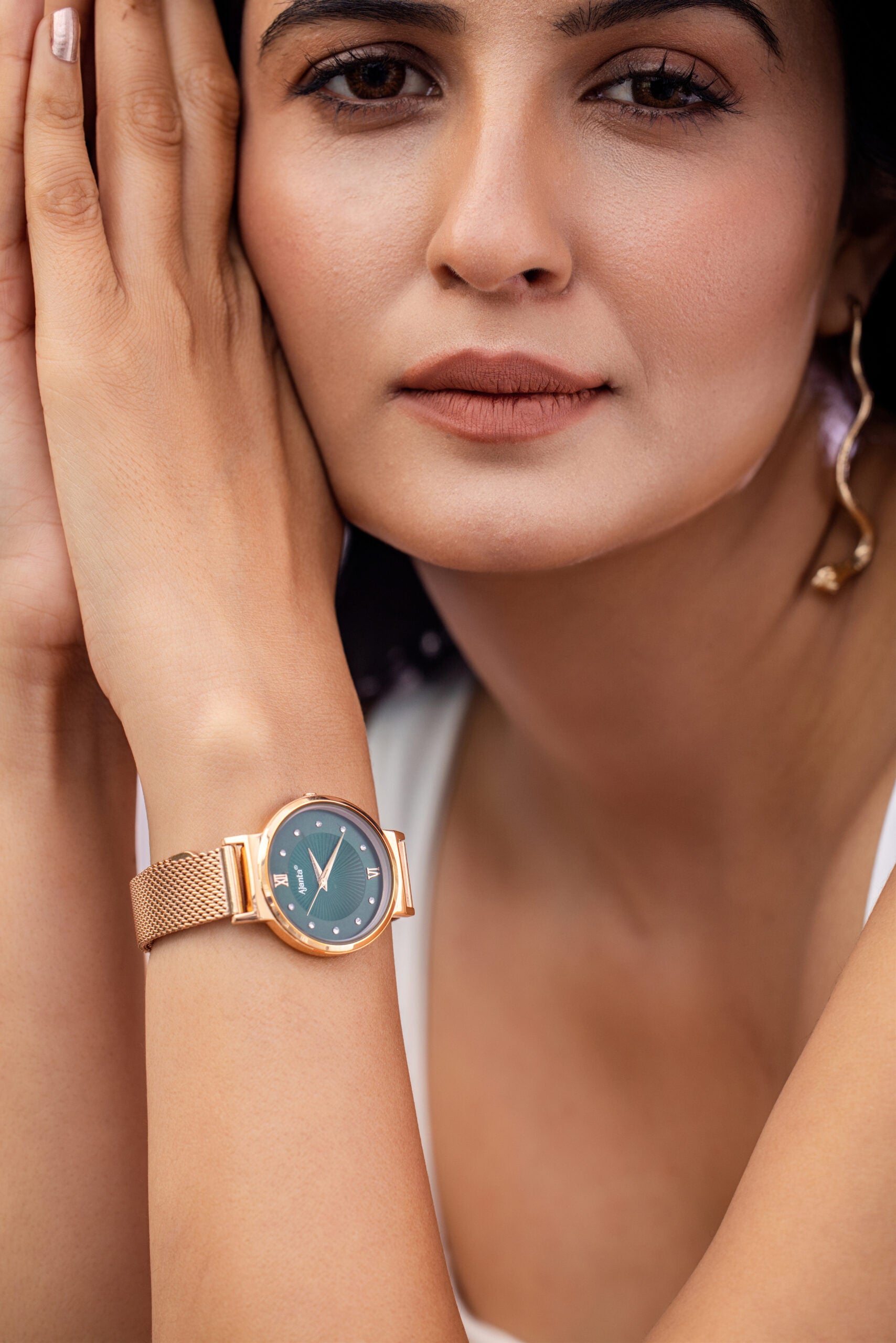 Ajanta Women’s Green Dial Stainless Steel Strap Watch | AWC117ESL/5