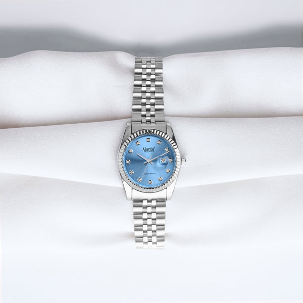 Avenza Sky Blue Dial Stainless Steel Day-Date Watch