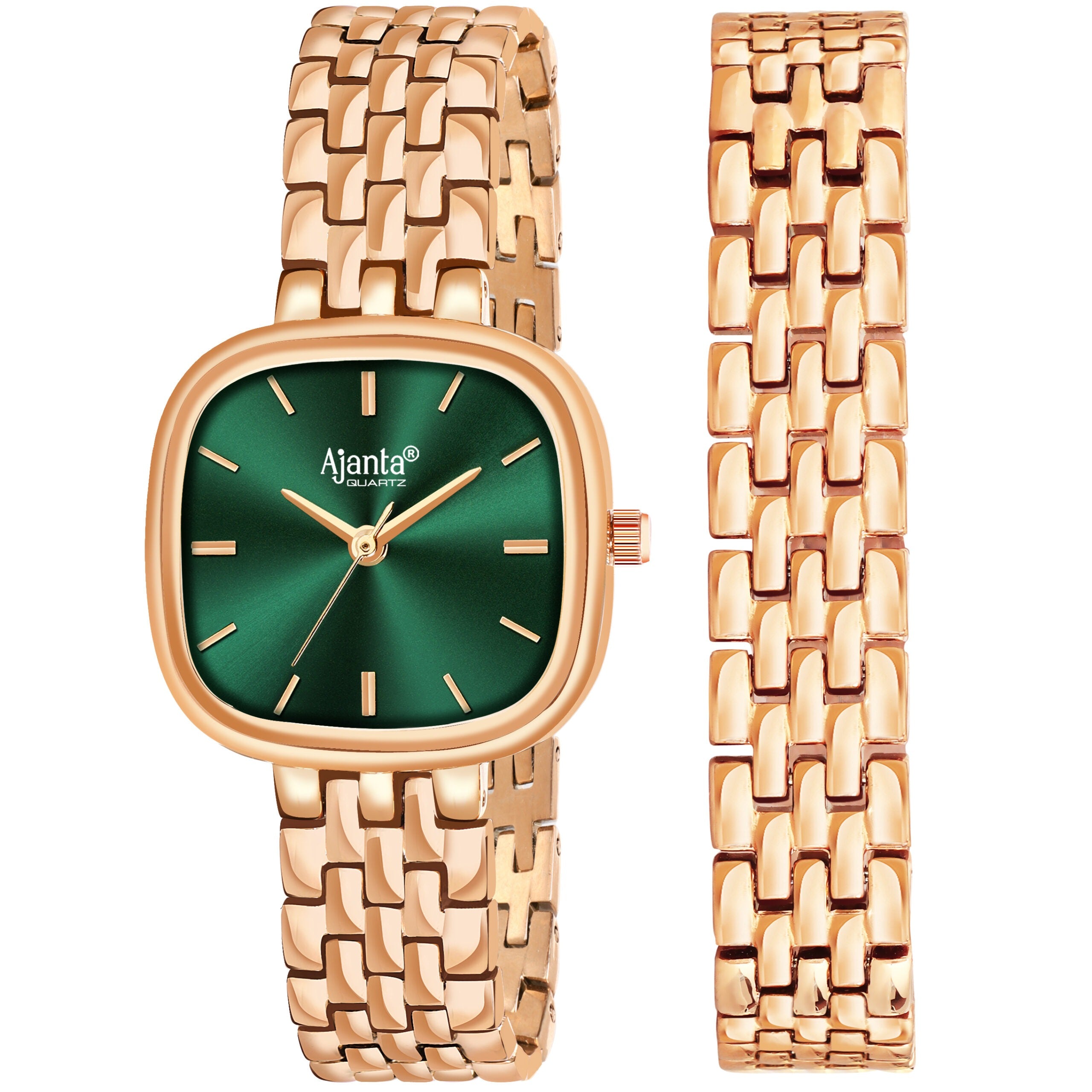 Ajanta Green Dial Strap Watch | AWC127ESL/3