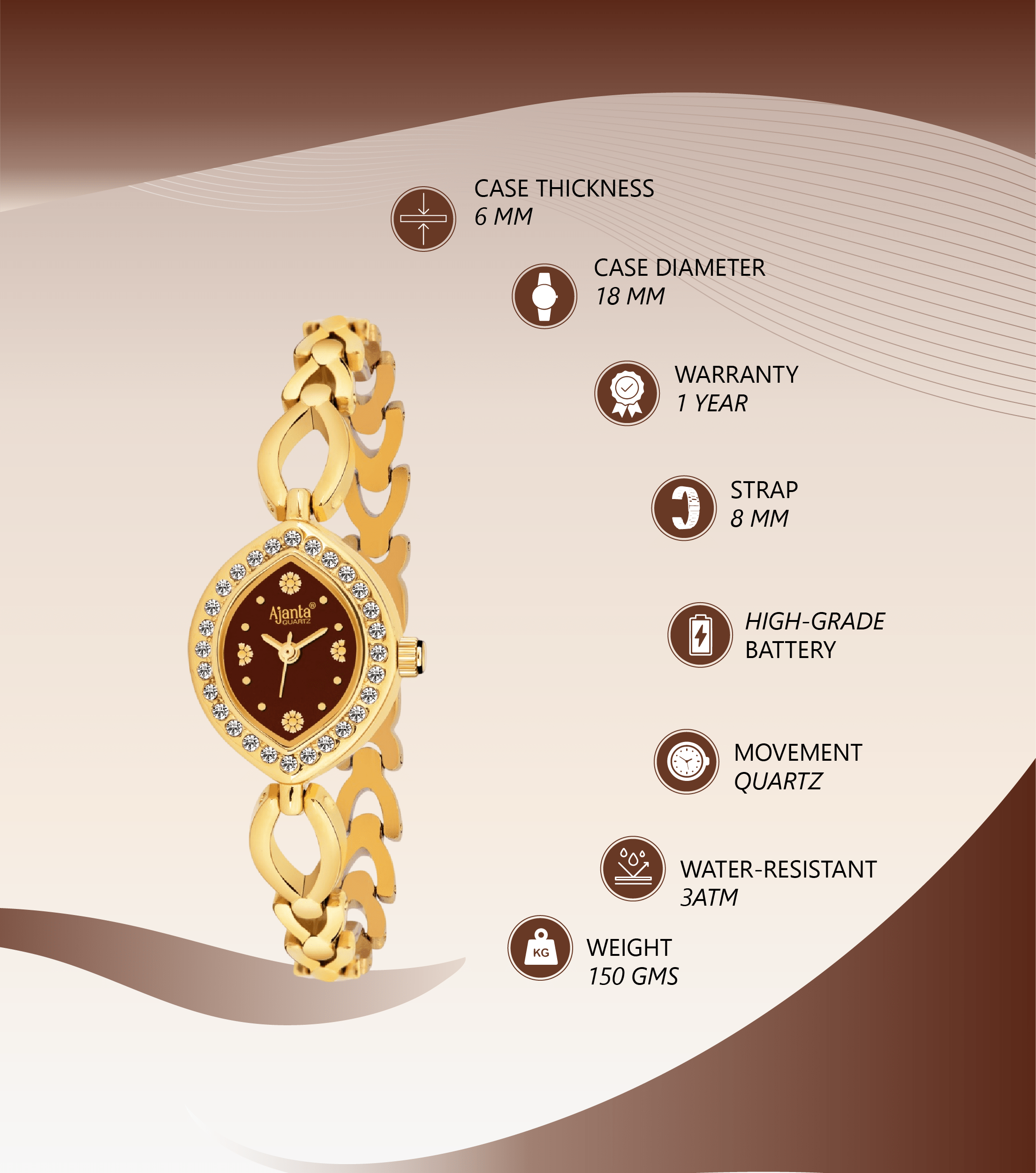 Ajanta Strap Watch | AWC415/4