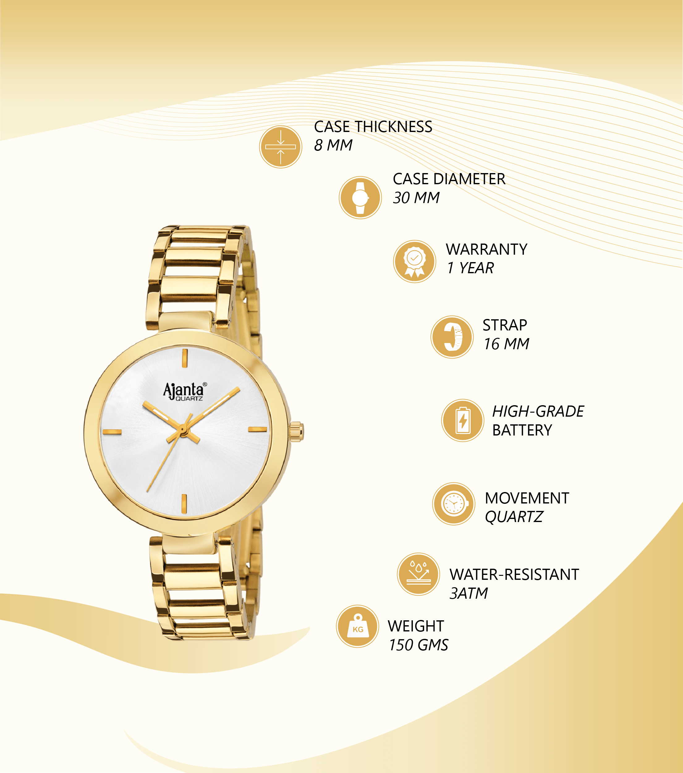 Ajanta Watch | AWC043MSL/SGL