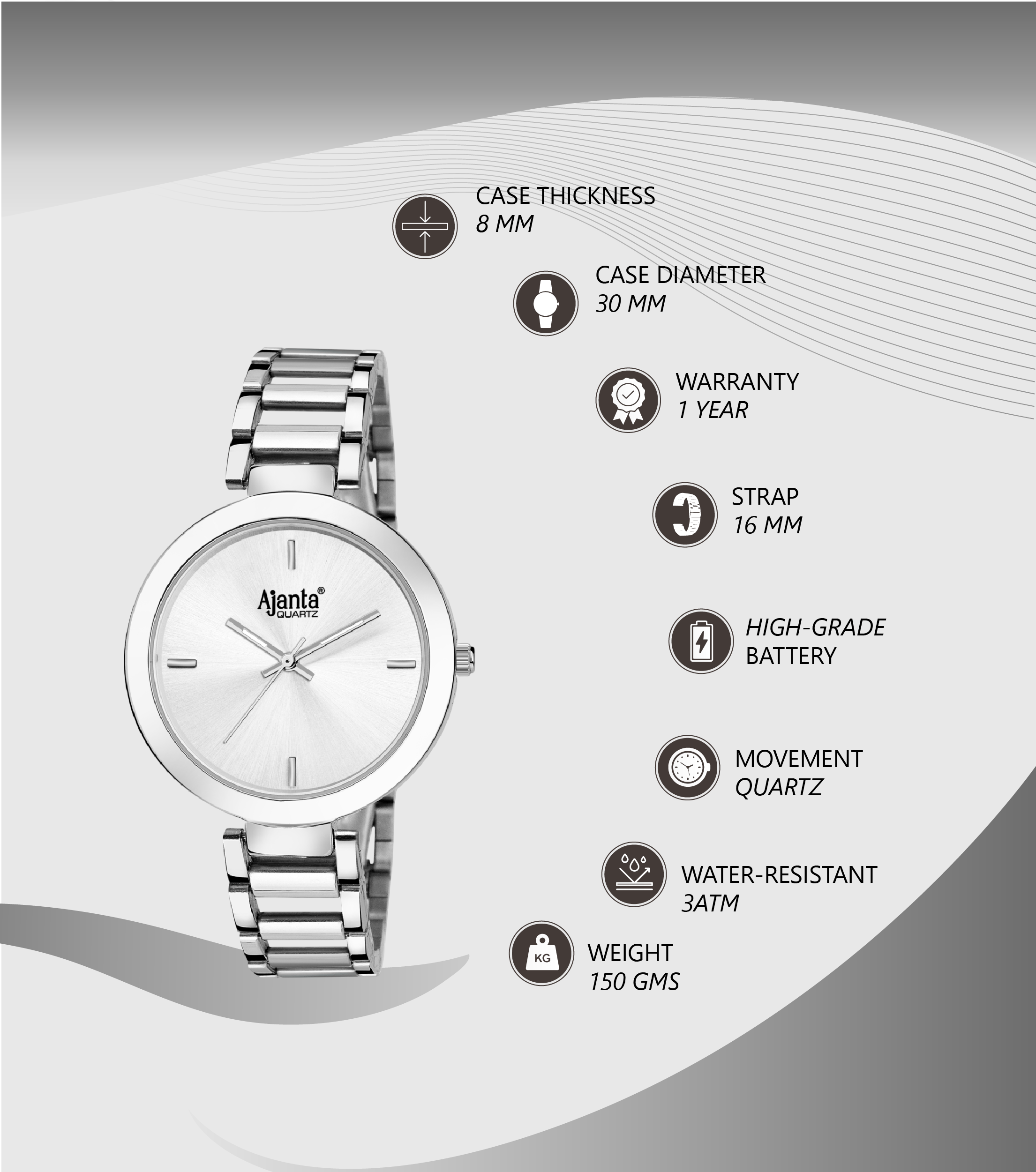 Ajanta Women’s Strap Watch | AWC043MSL/SSL