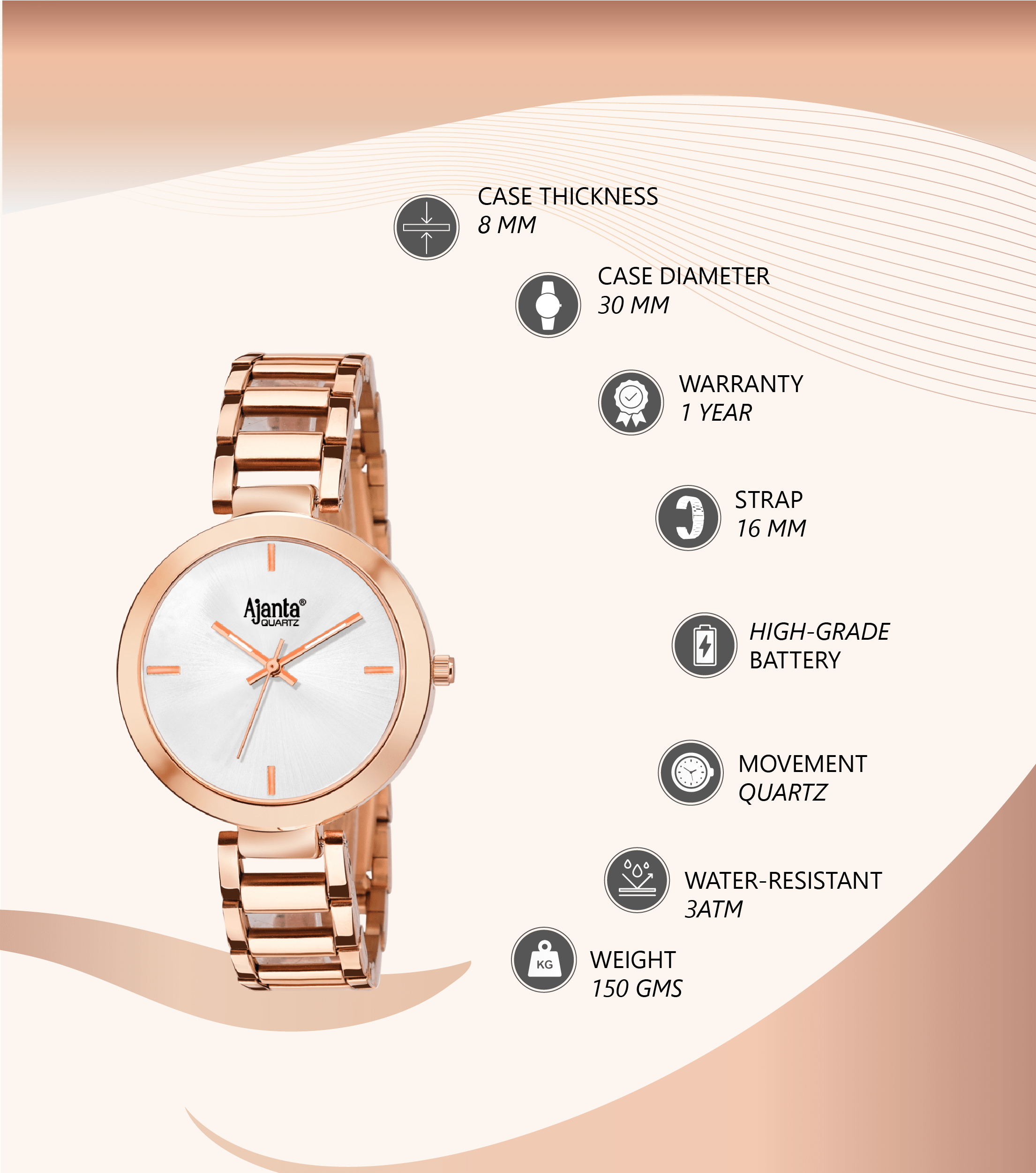 Ajanta Watch | AWC043MSL/SR/R