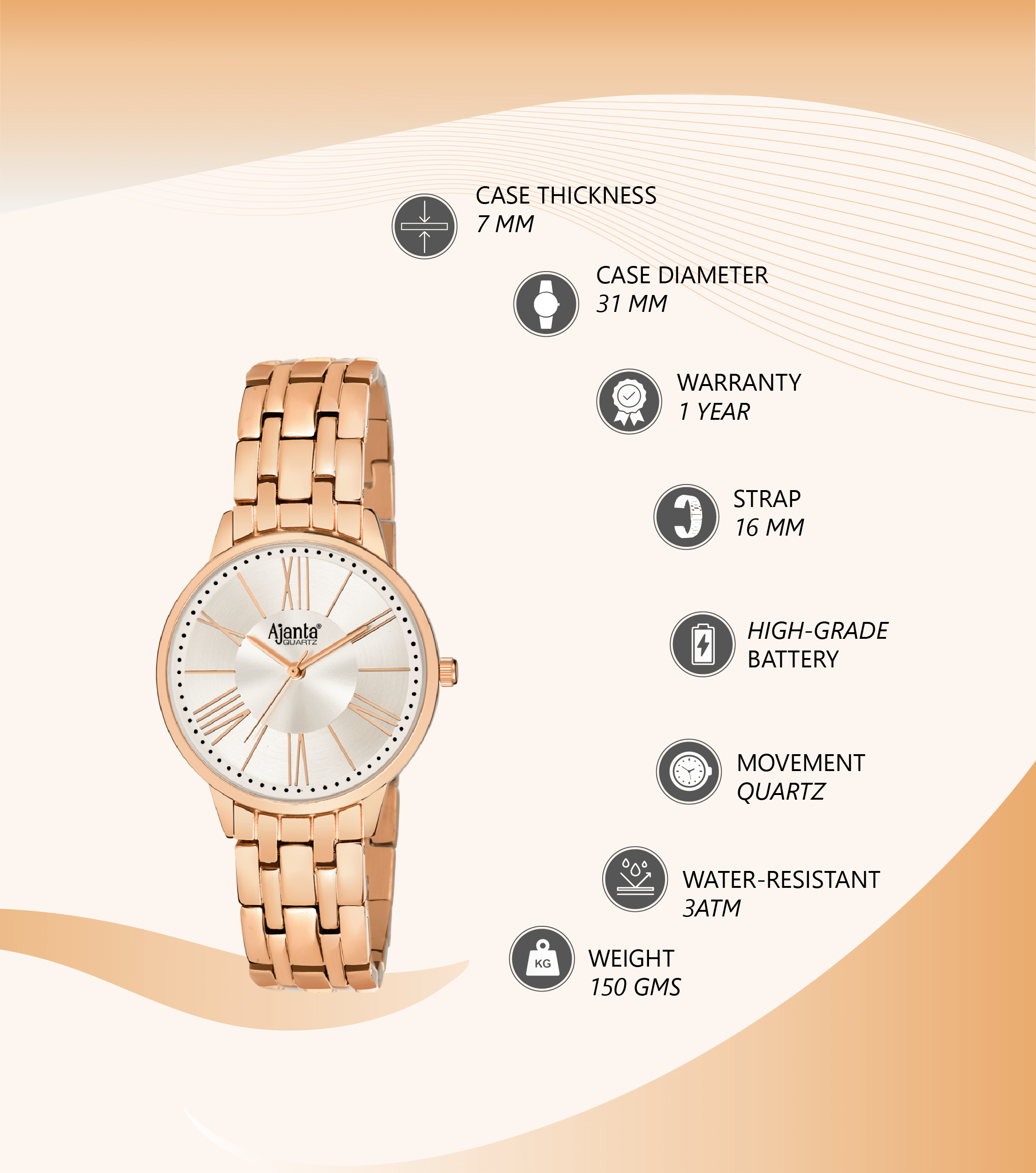 Ajanta Strap Watch | AWC116ESL/4