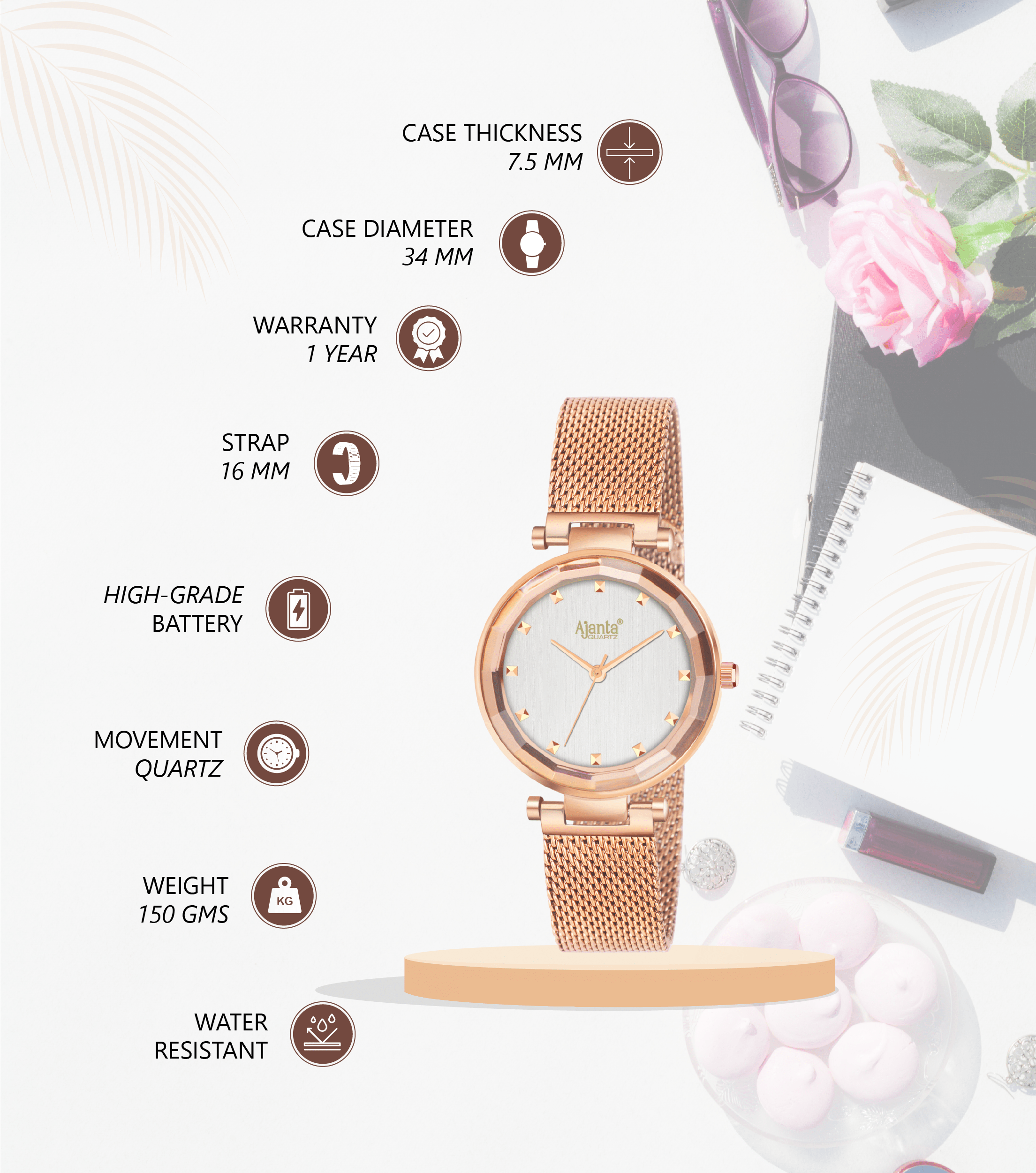 Ajanta Stainless Steel Strap Watch | AWC118ESL/2