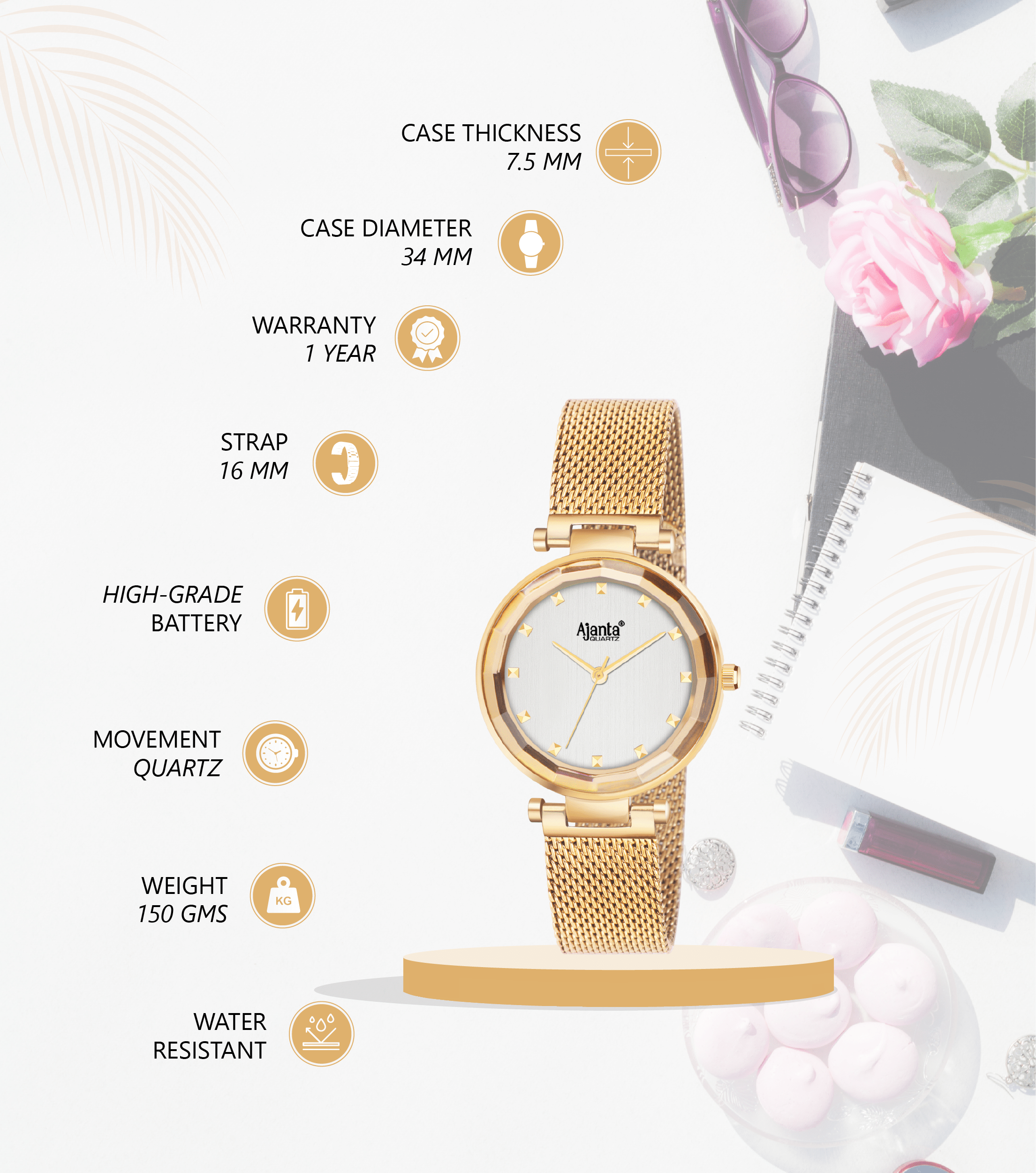 Ajanta Stainless Steel Strap Watch | AWC118ESL/1