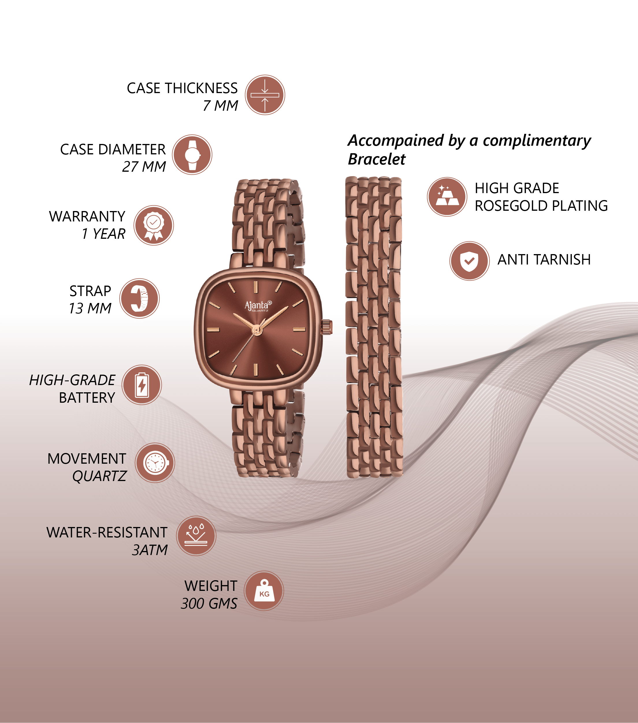 Ajanta Brown Dial Strap Watch | AWC127ESL/4