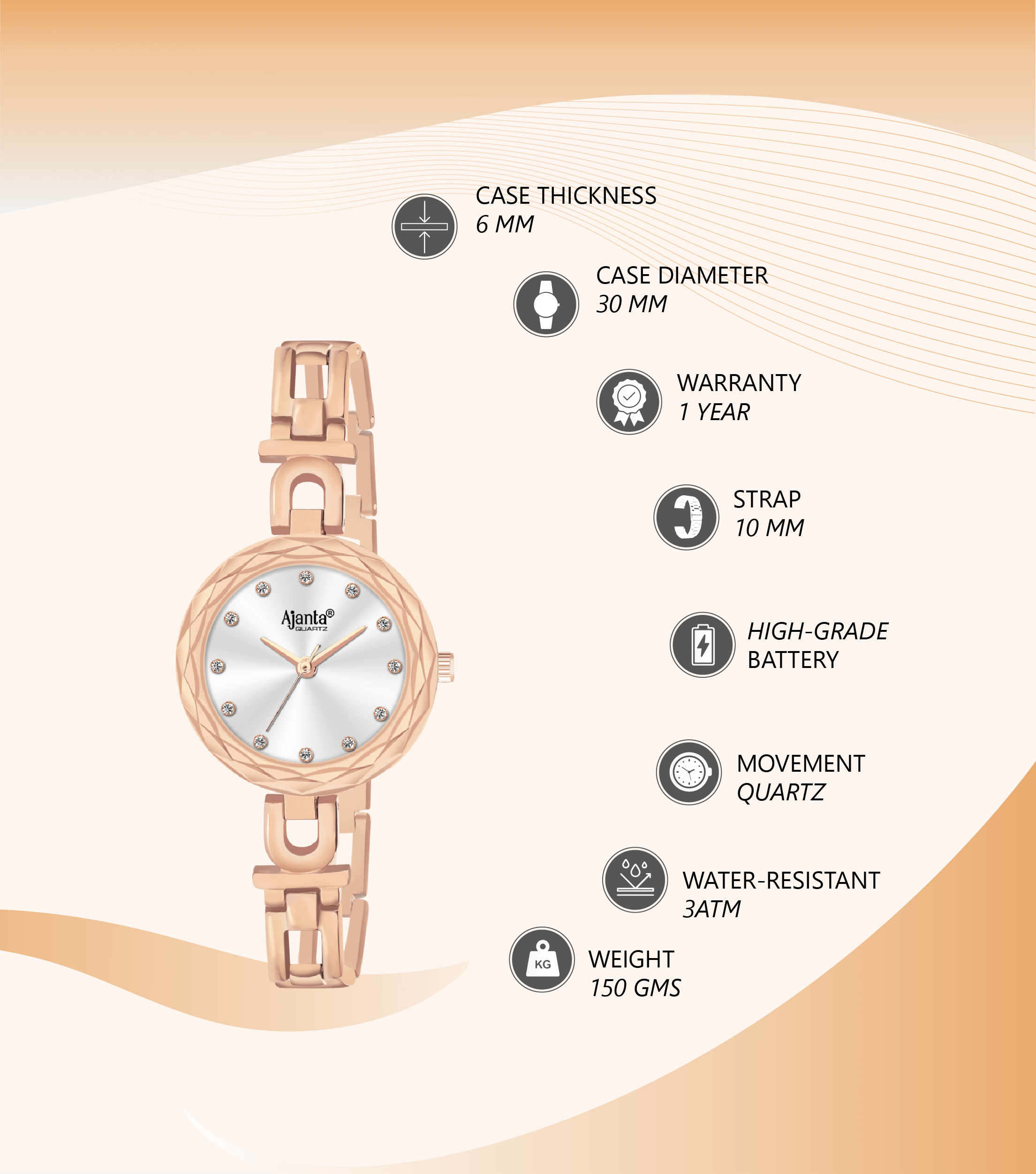 Ajanta Women’s Green Dial Strap Watch | AWC130-2