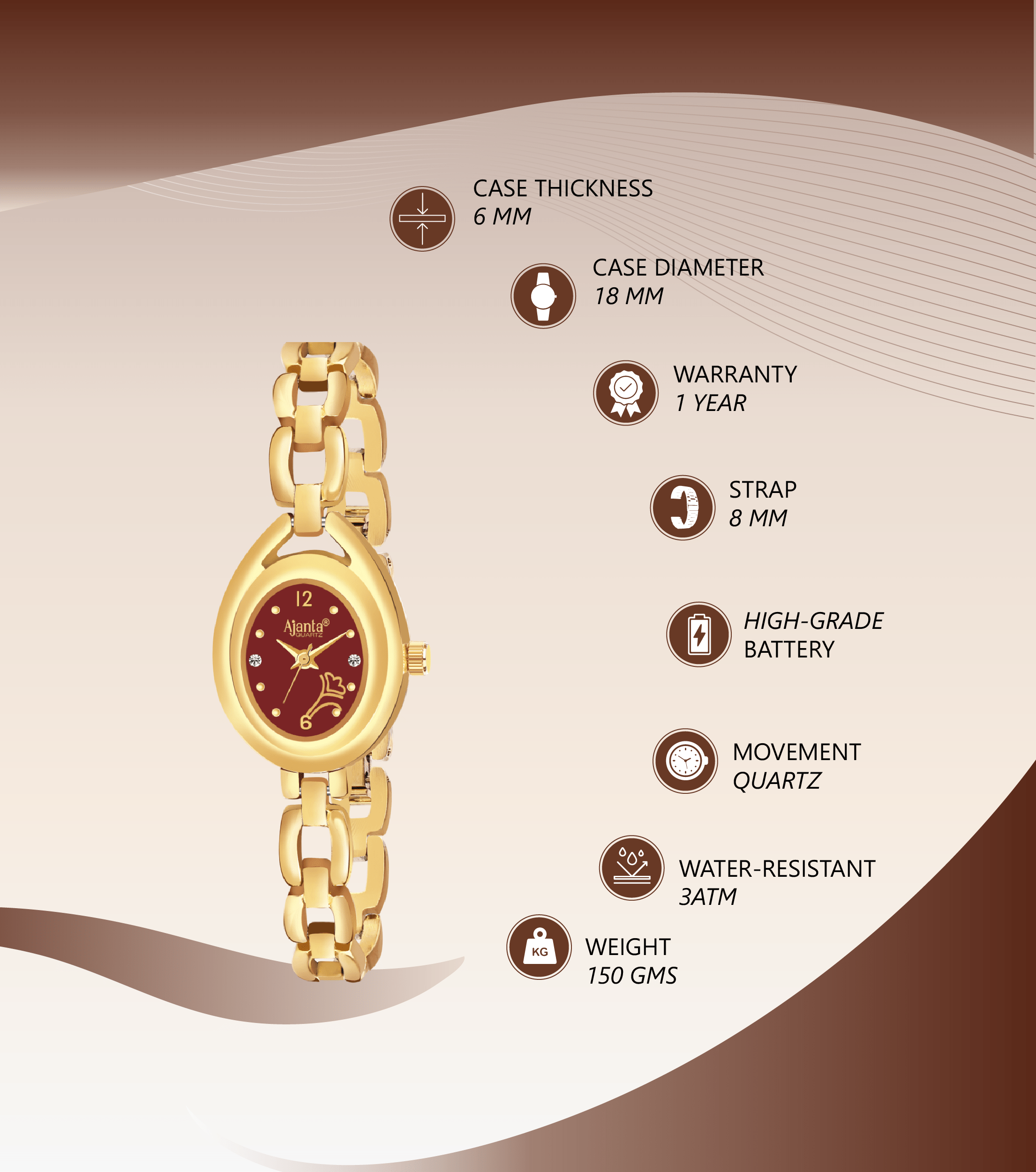 Ajanta Strap Watch | AWC409-4