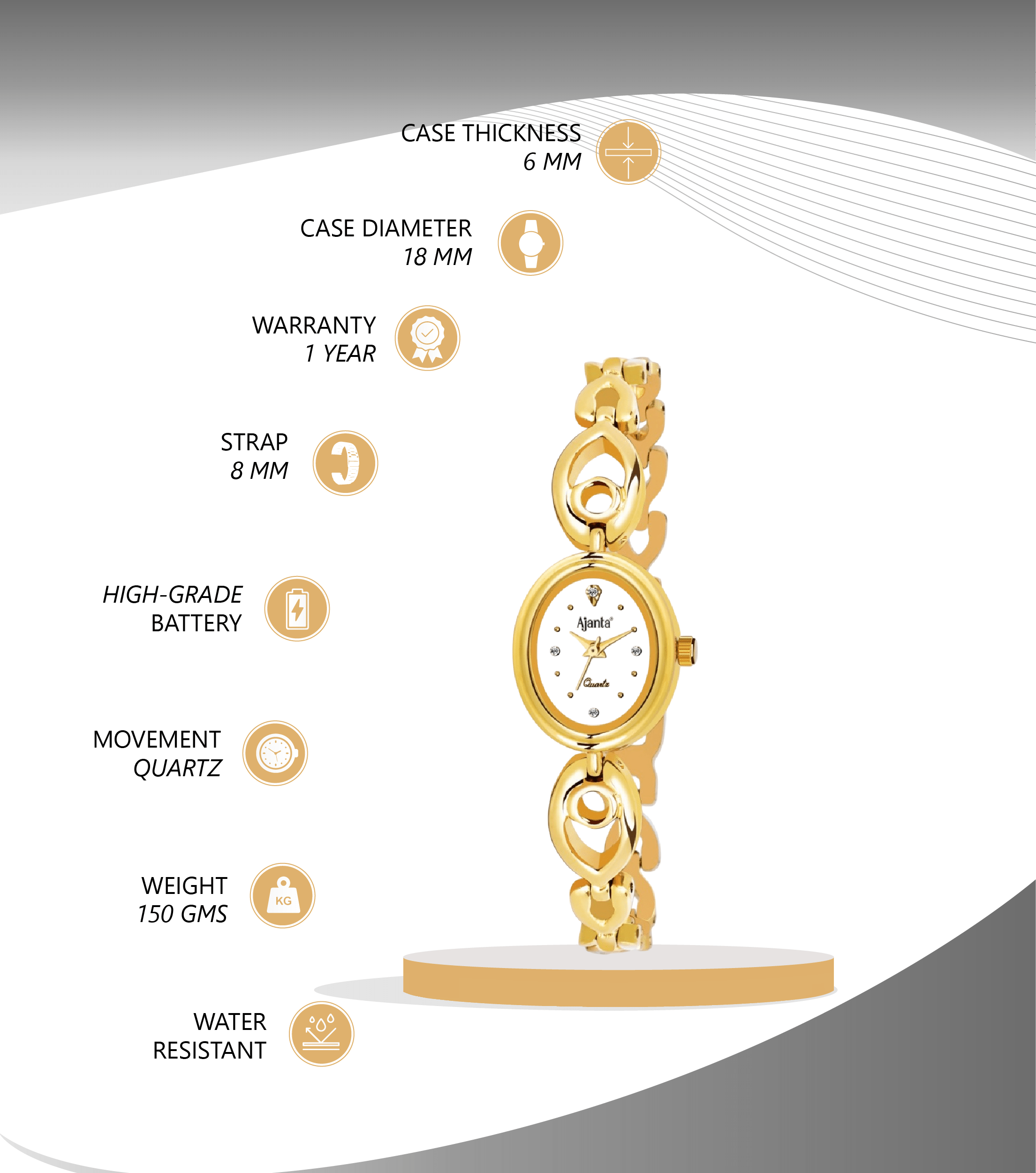 Ajanta Stainless Steel Strap Watch | AWC411MRL/2