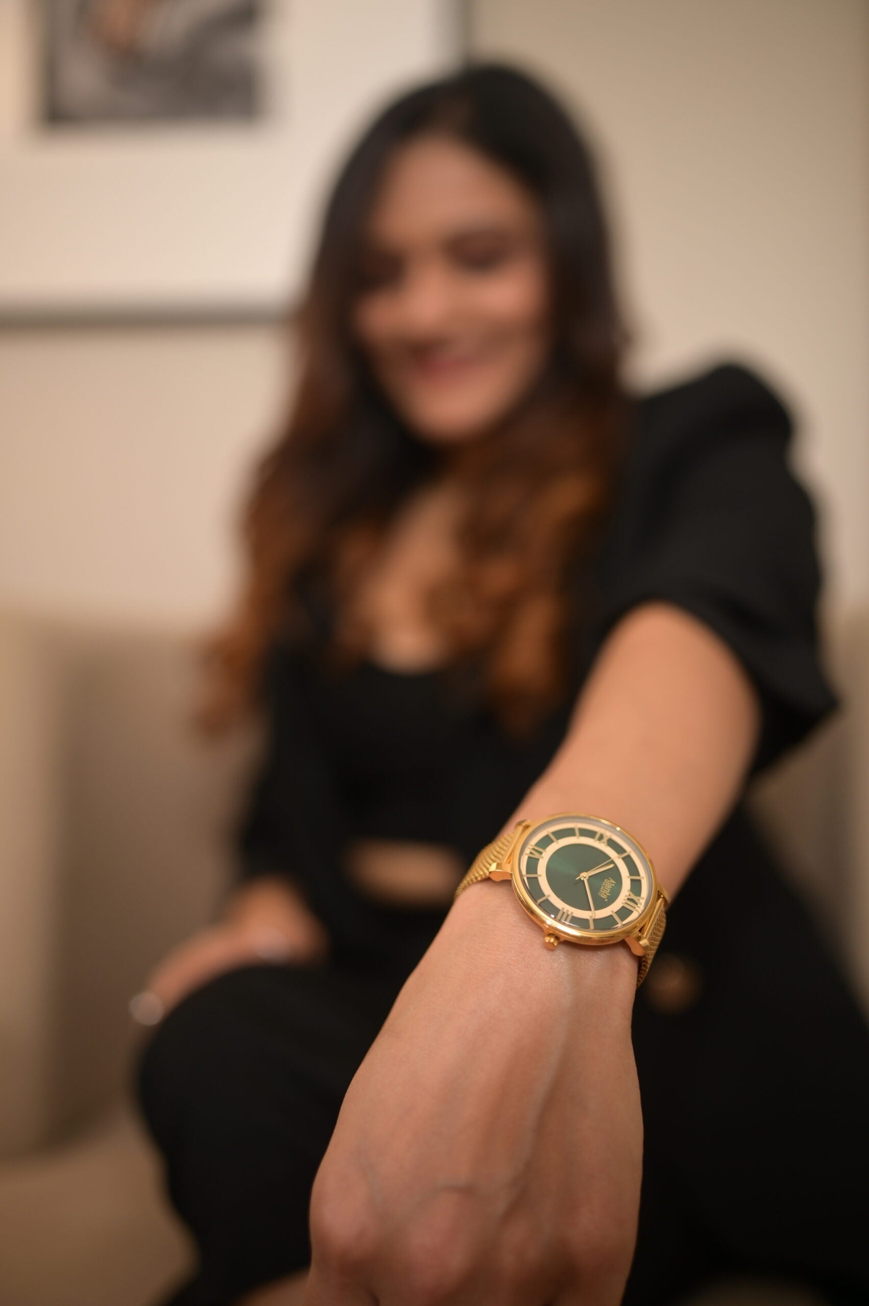 Ajanta Green Dial Strap Watch | AWC701TAL/1