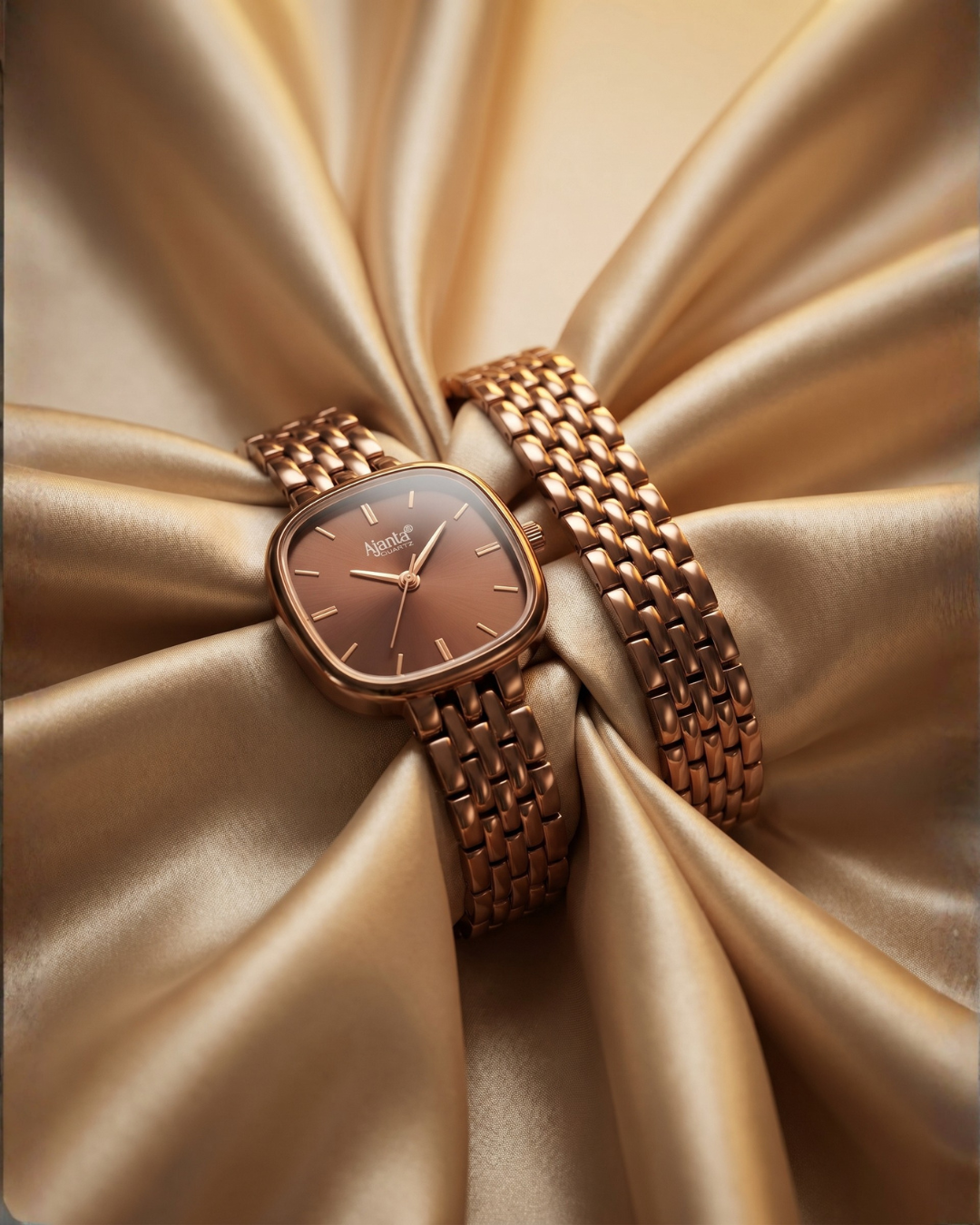 Starlé Brown Dial Brown-Tone Bracelet Set