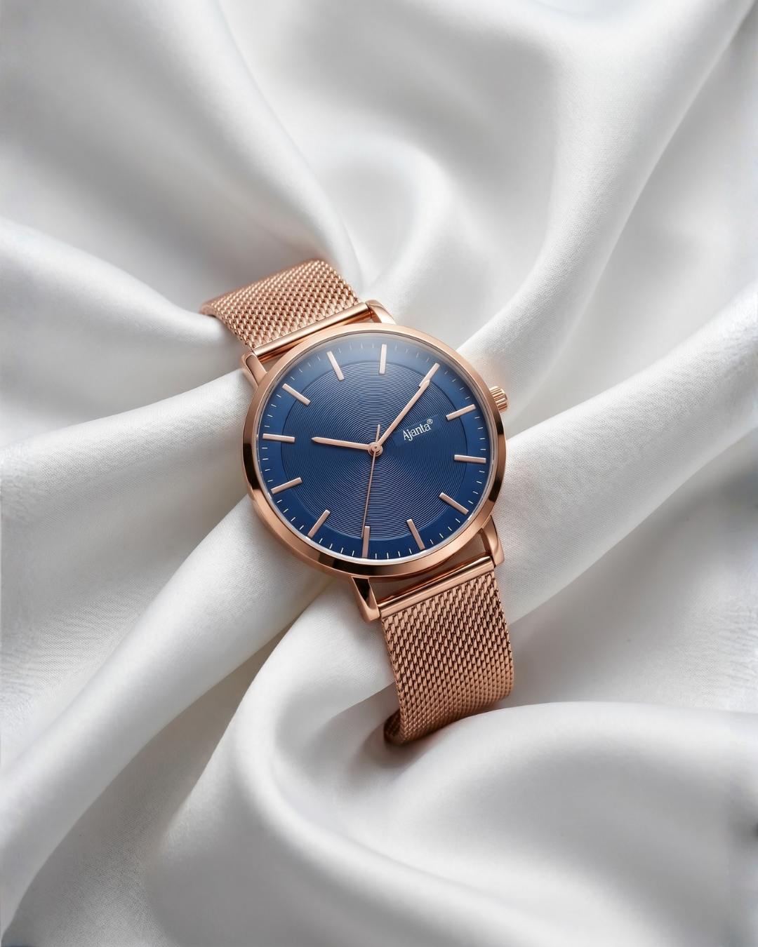Veyron Blue Dial Rose Gold-Tone Mesh Strap