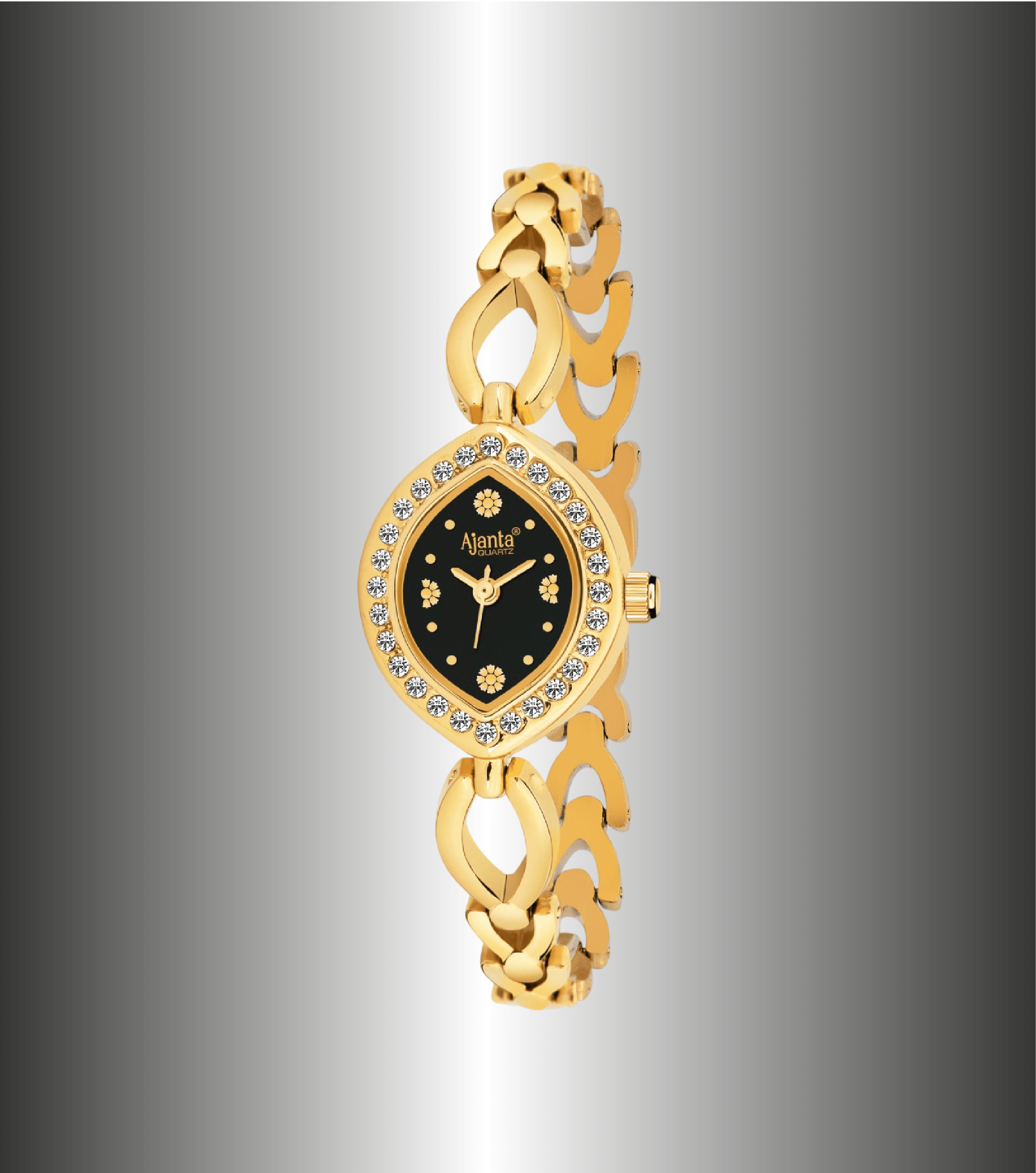 Ajanta Women’s Black Dial Strap Watch | AWC415/1